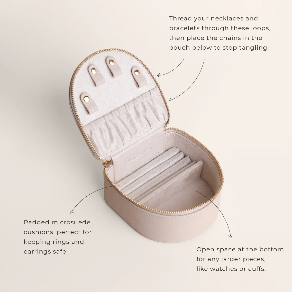 Leather Jewellery Box in Fawn Sand - Image 7