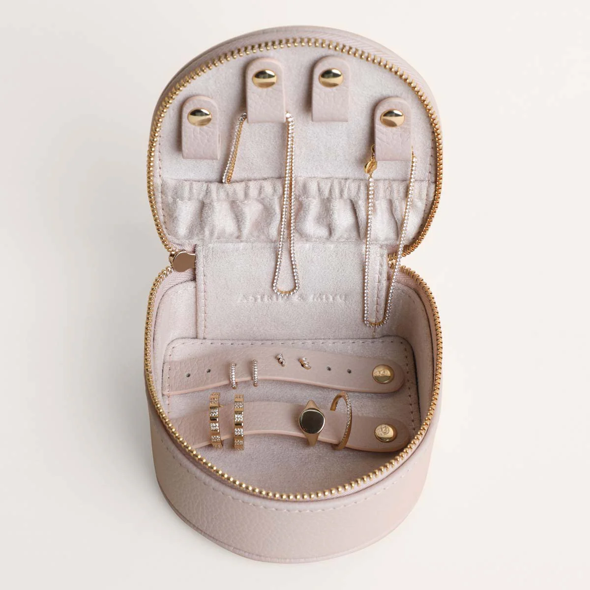 Leather Travel Jewellery Box in Fawn Sand - Image 7