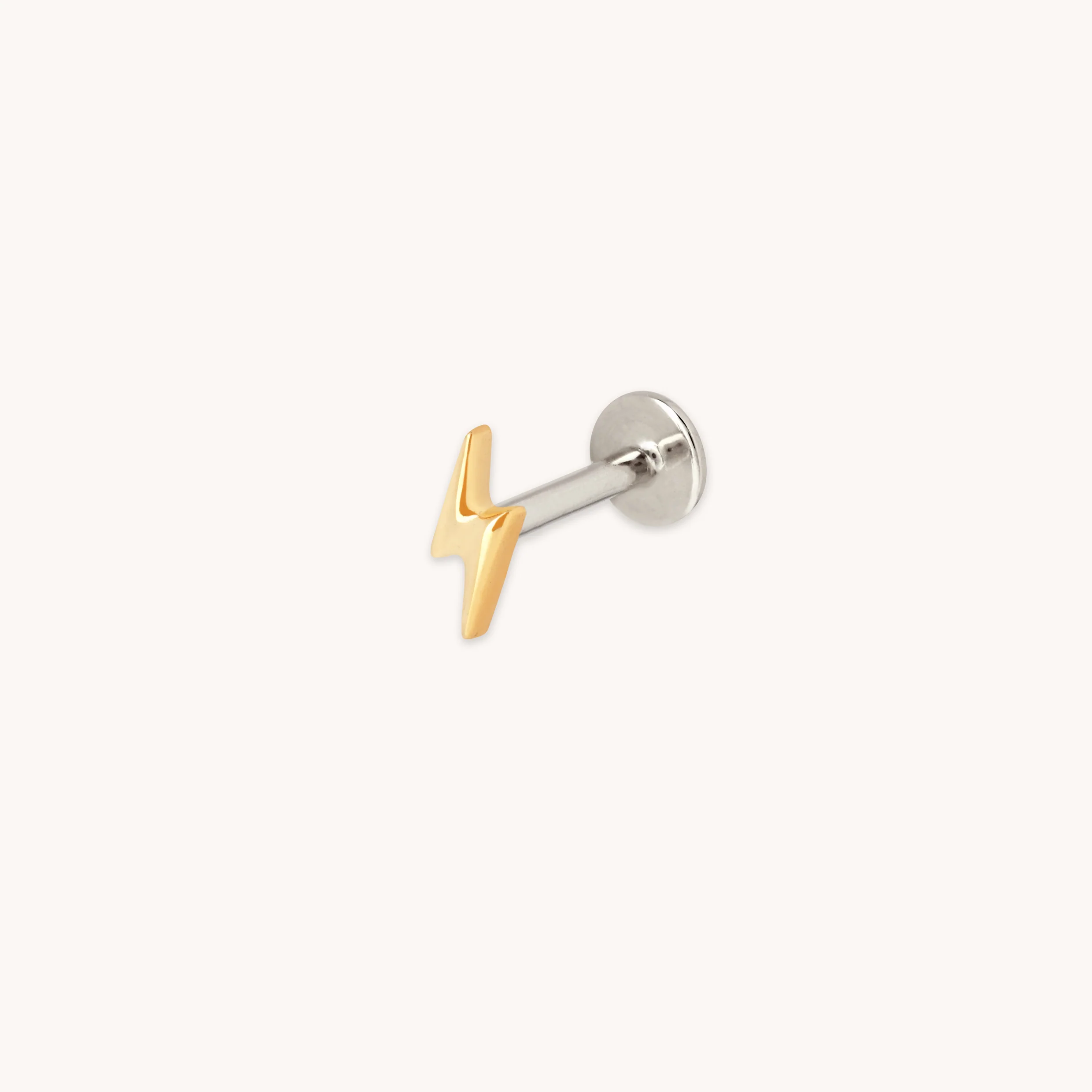 Lightning Bolt Titanium Piercing Stud in Gold