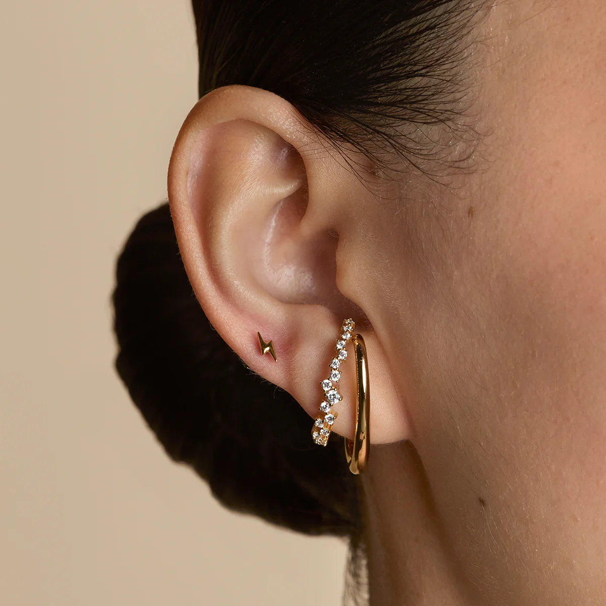 Lightning Bolt Titanium Piercing Stud in Gold - Image 3