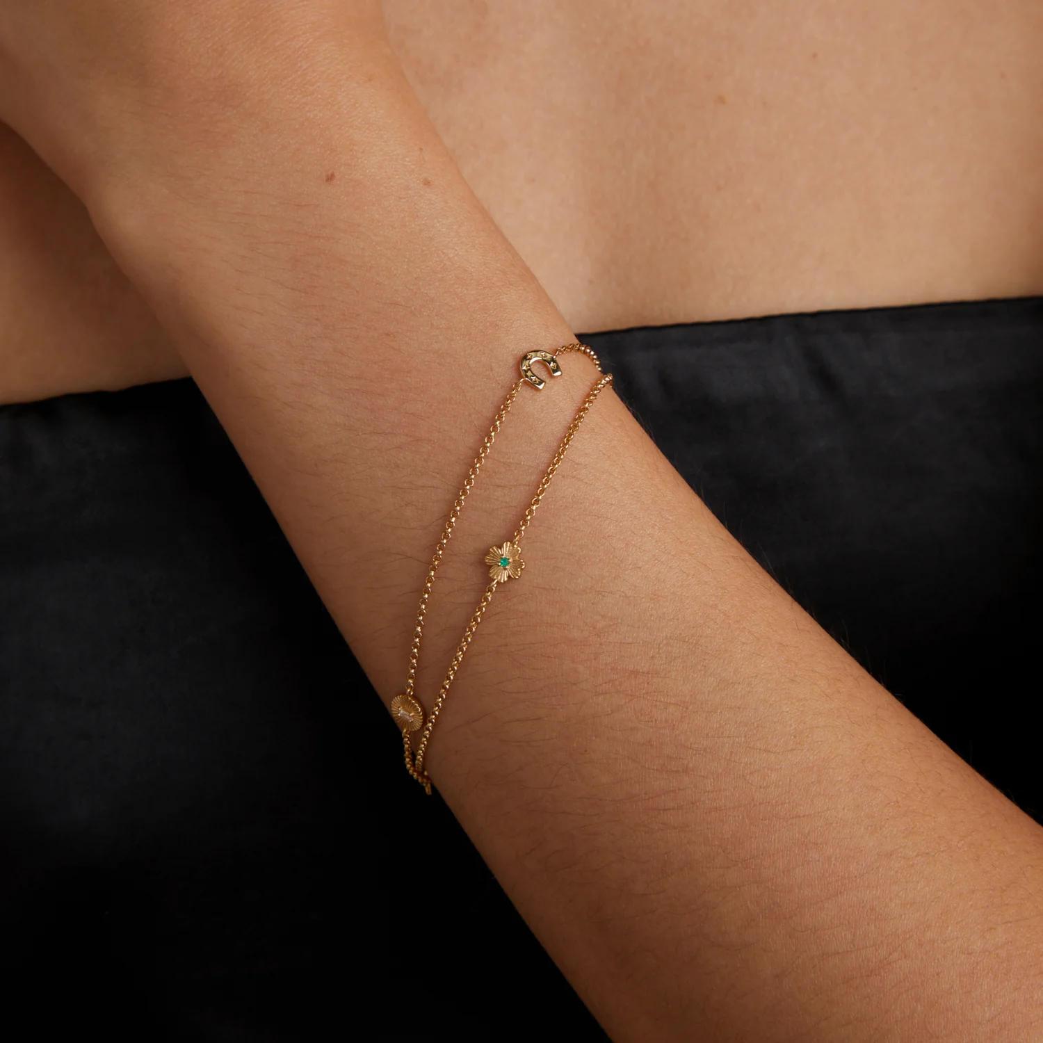 Lucky Charm Double Chain Bracelet in Gold - Image 2