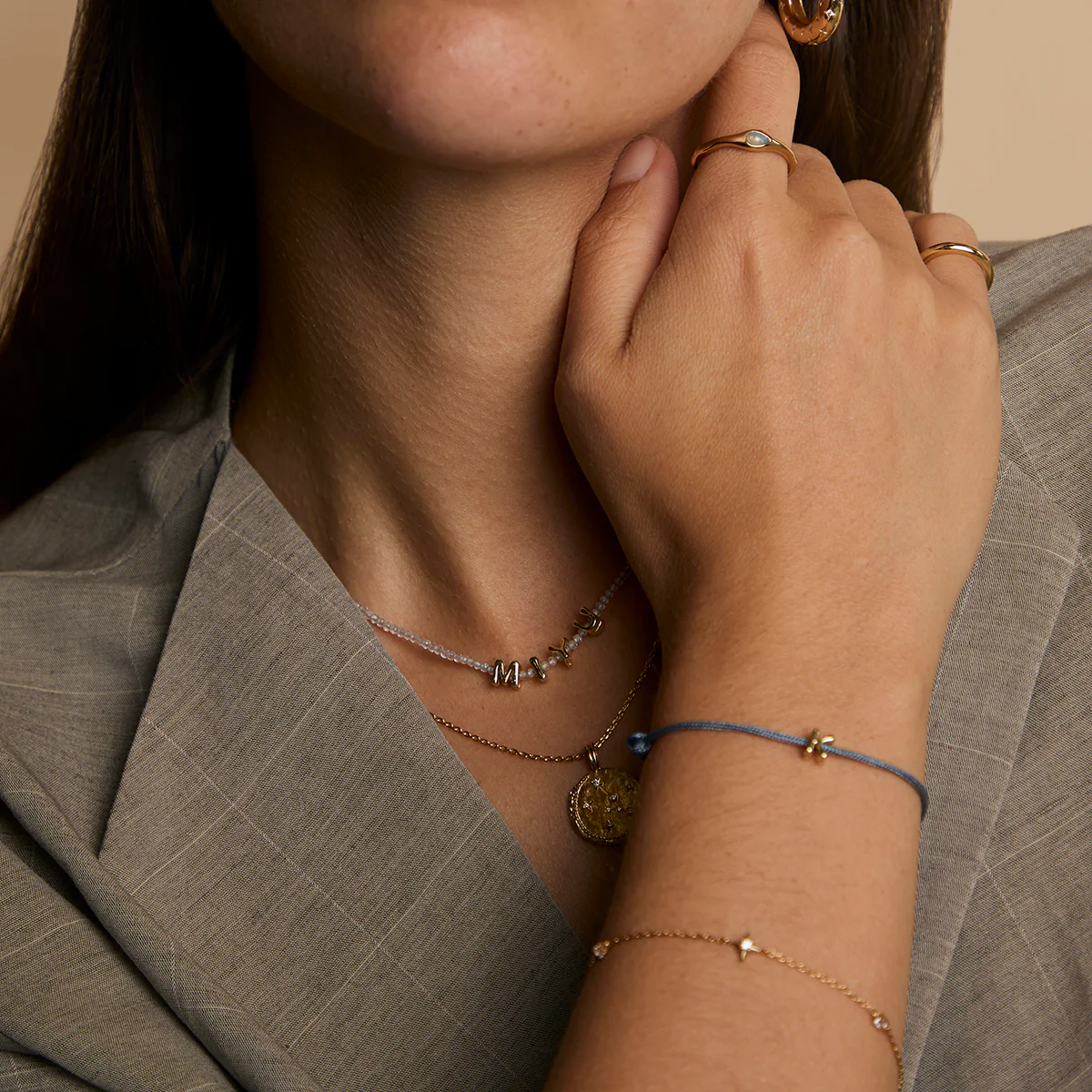 M Initial Click Charm in Solid Gold - Image 5