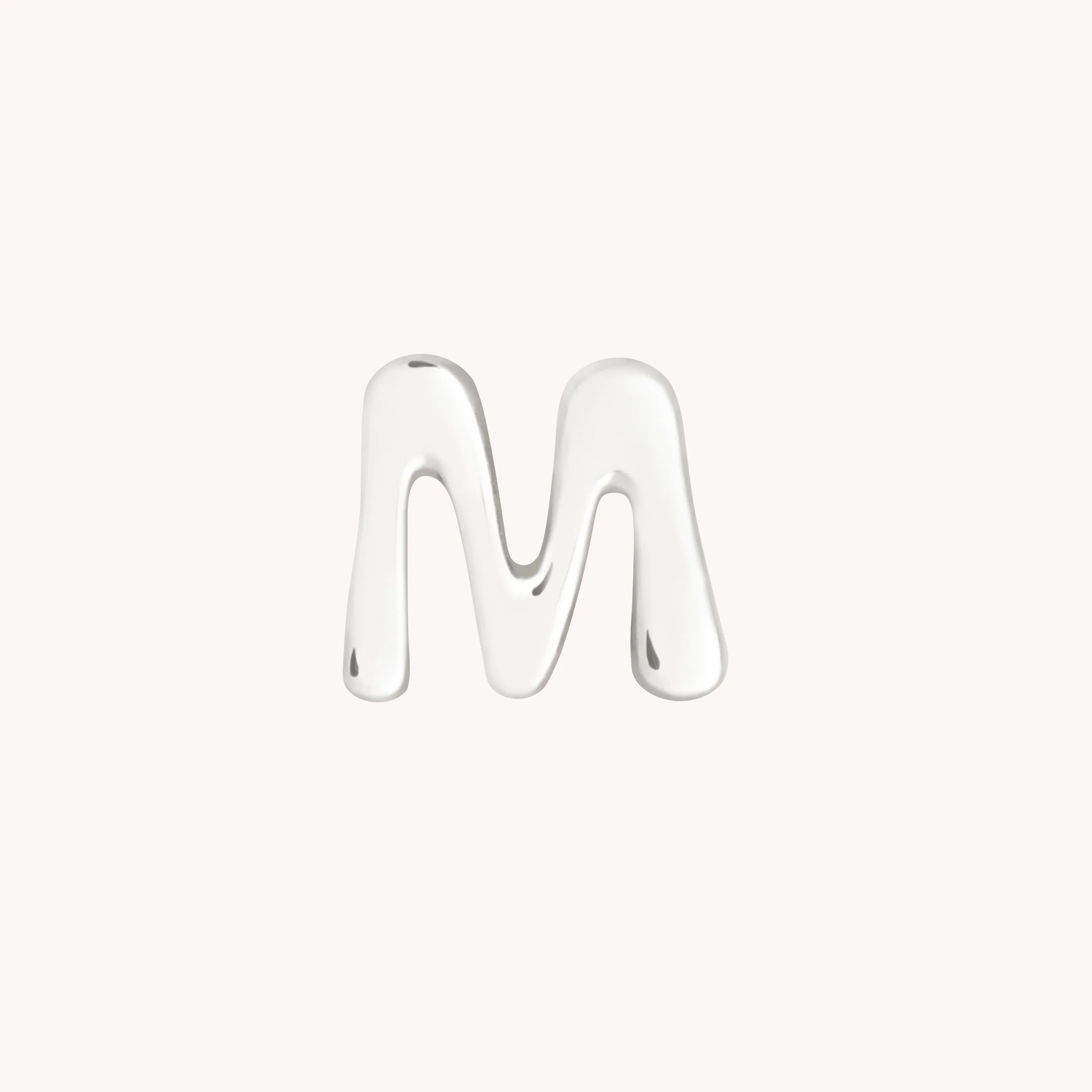 M Initial Click Charm in Solid White Gold