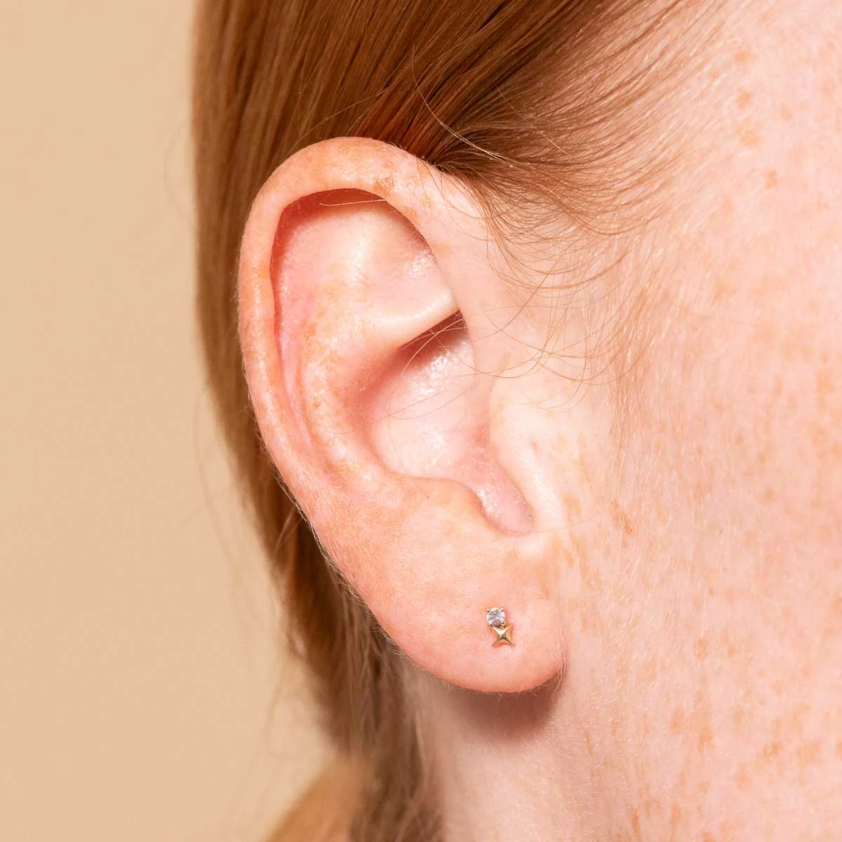 March Aquamarine Birthstone Earrings in Solid Gold - Image 2