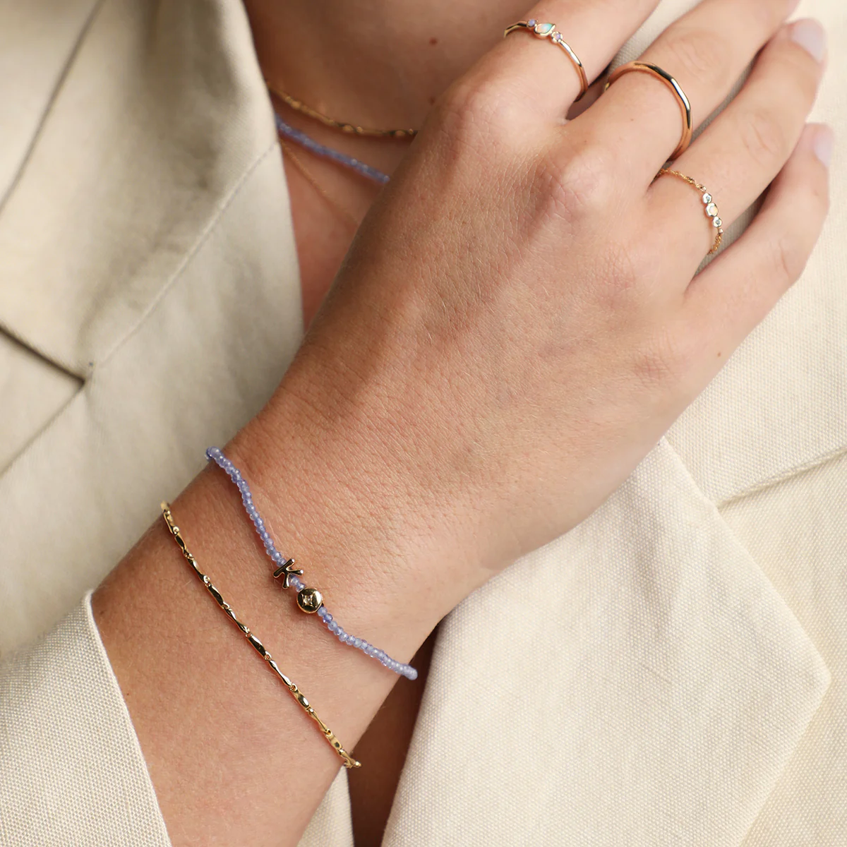 Molten Bar Chain Bracelet in Solid Gold - Image 5