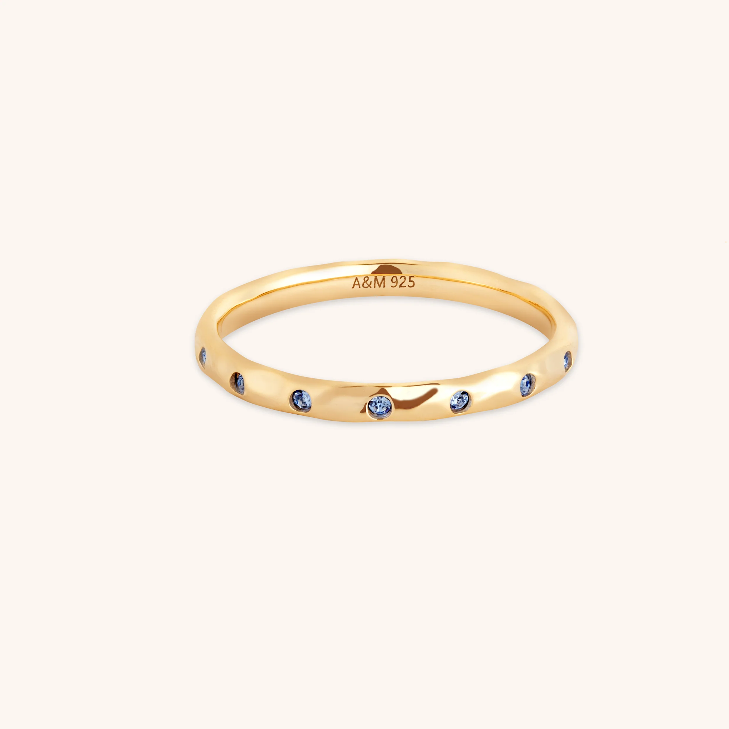 Molten Blue Crystal Band Ring in Gold