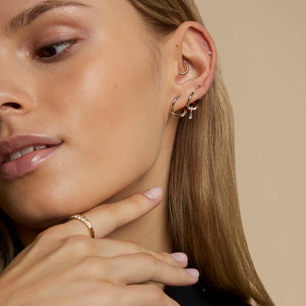 Molten Hoops in Solid Gold - Image 4