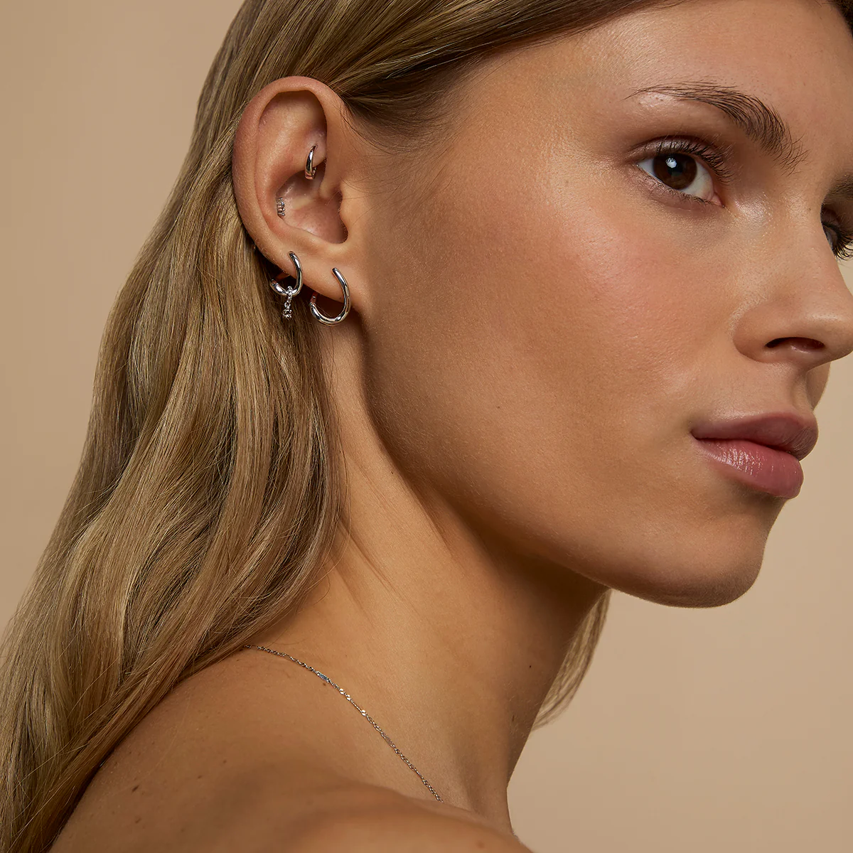 Molten Hoops in Solid White Gold - Image 5