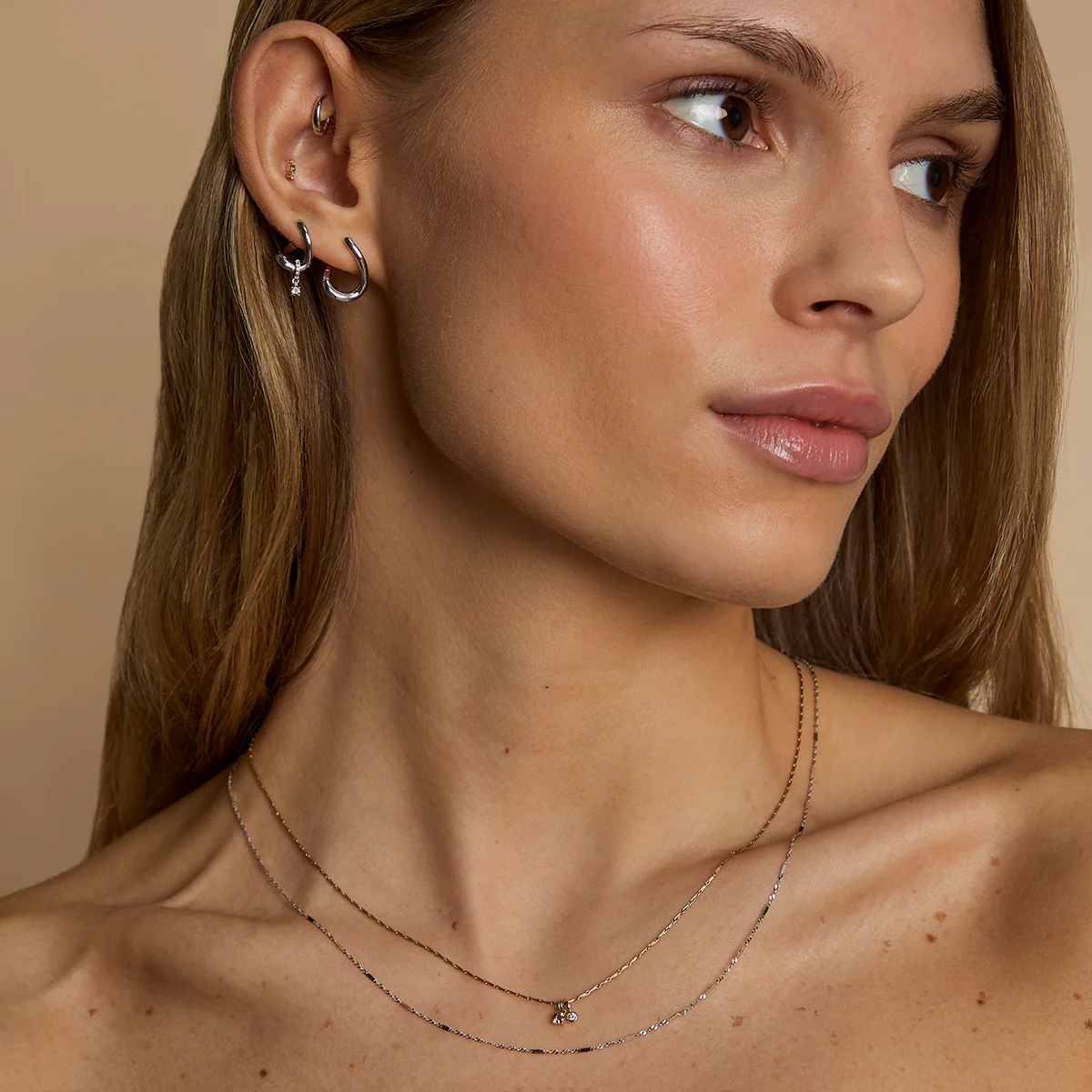 Molten Hoops in Solid White Gold - Image 6