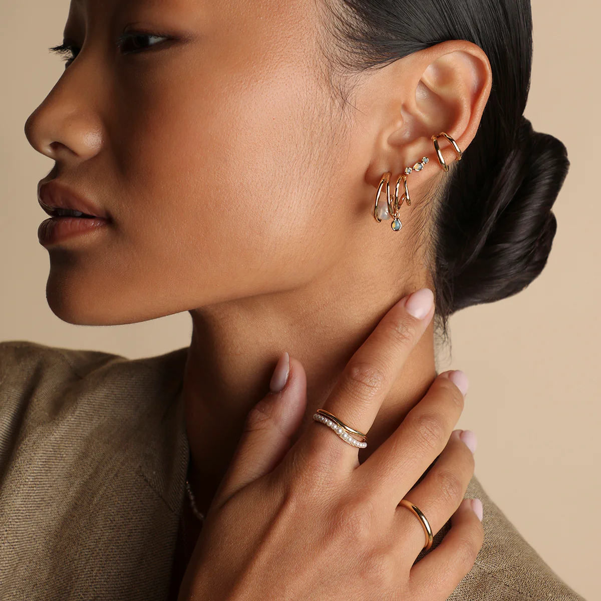 Molten Illusion Ear Cuff in Gold - Image 4