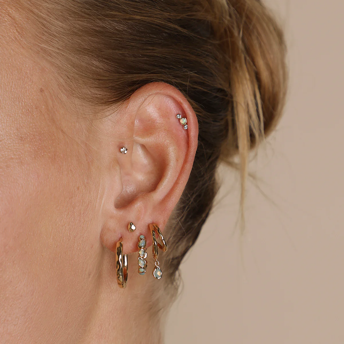 Molten Opal Cluster Piercing Stud in Solid Gold - Image 3
