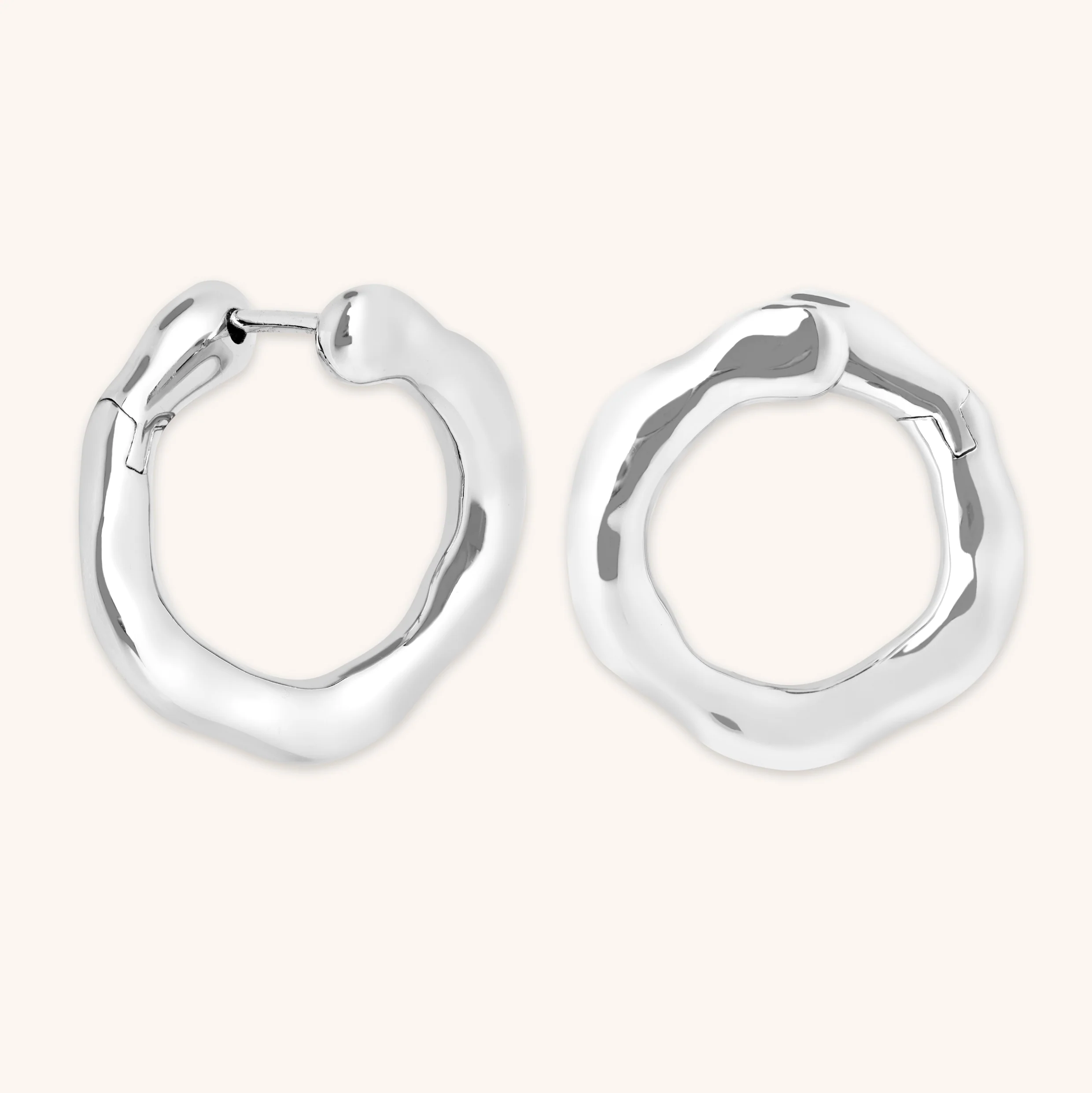 Molten Orbit Large Hoops in Silver
