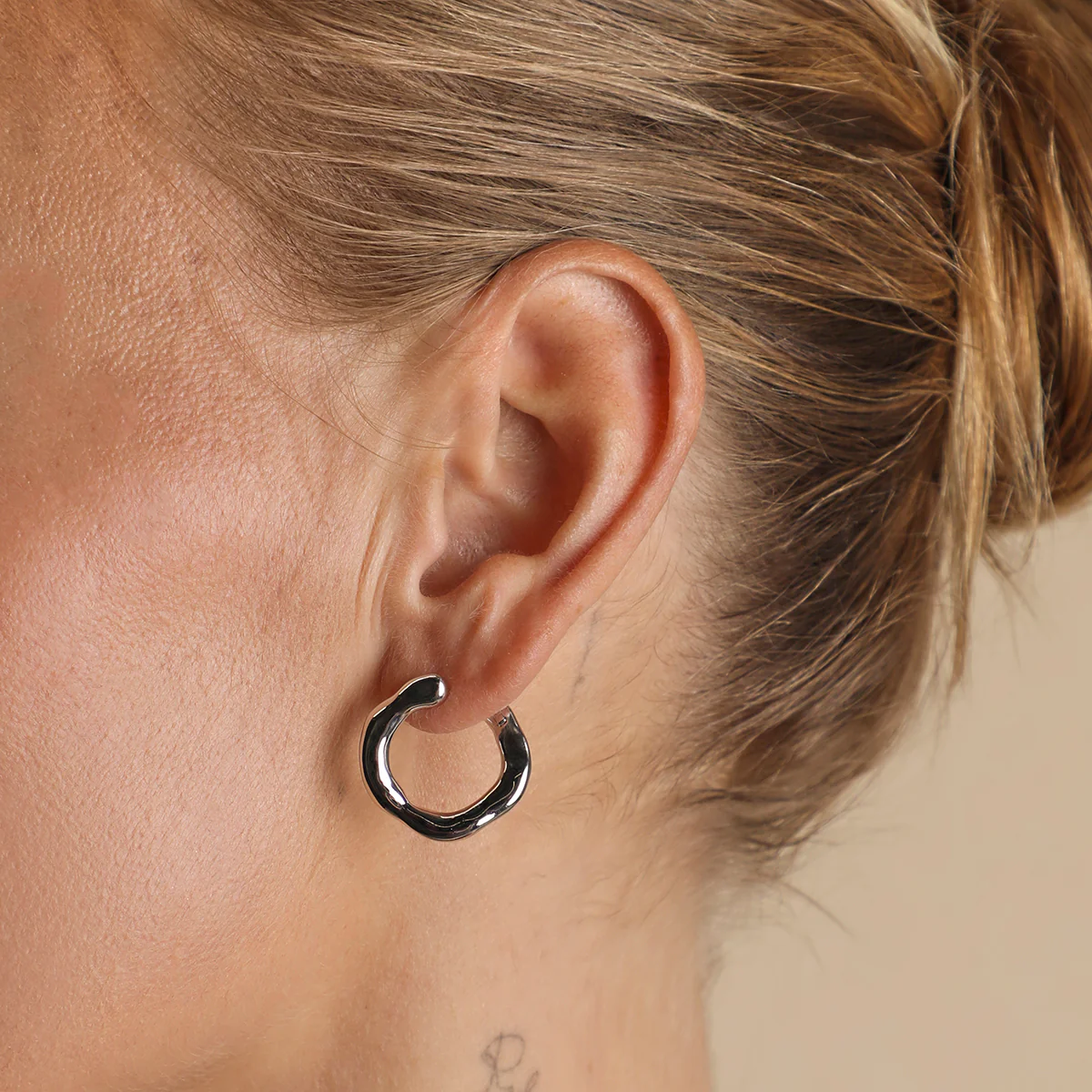 Molten Orbit Large Hoops in Silver - Image 2