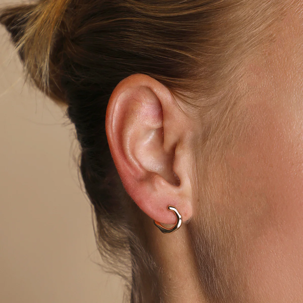 Molten Orbit Small Hoops in Gold - Image 2