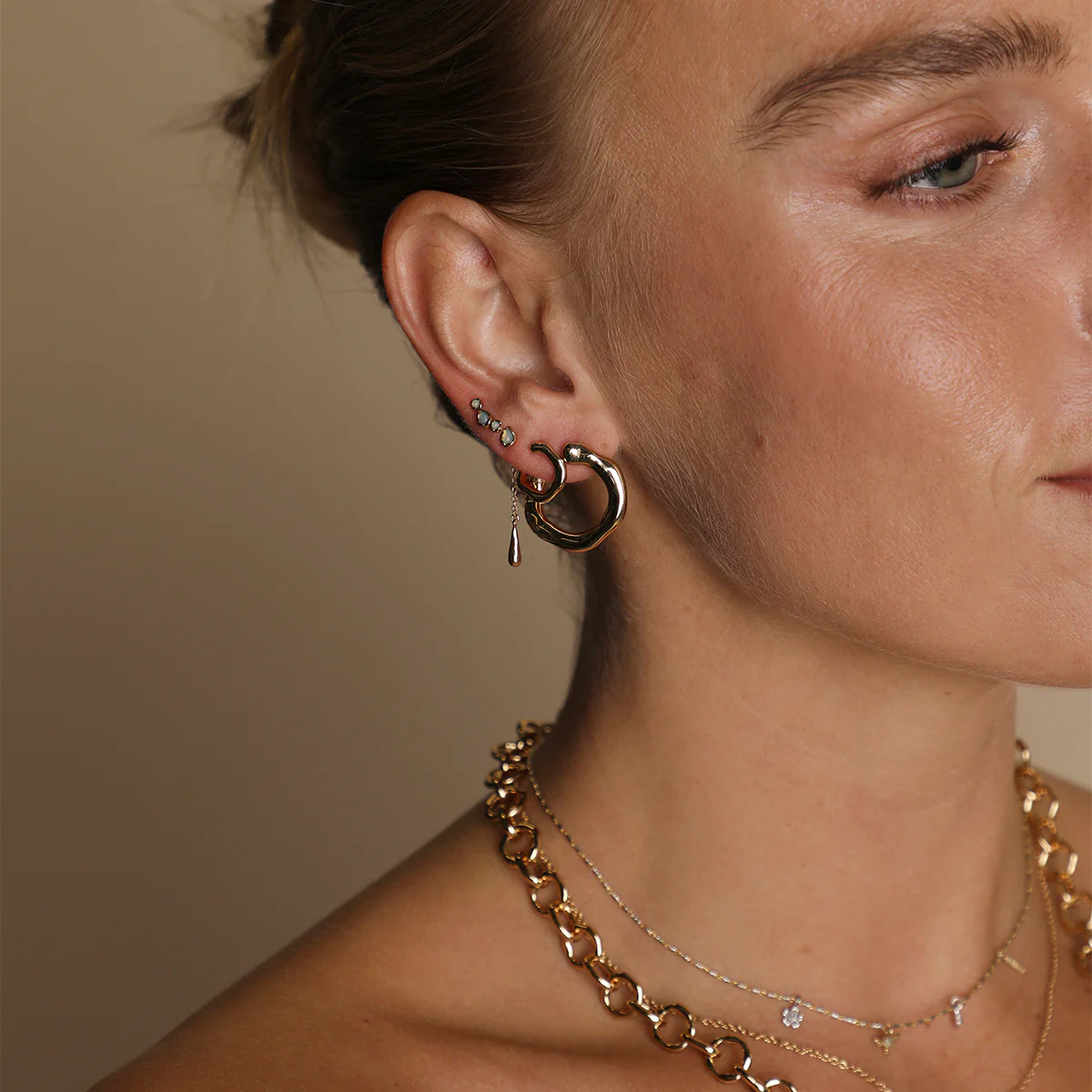 Molten Orbit Small Hoops in Gold - Image 3