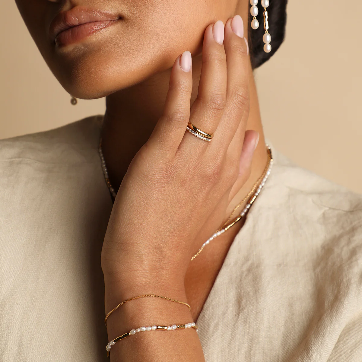 Molten Pearl Bracelet in Gold - Image 5