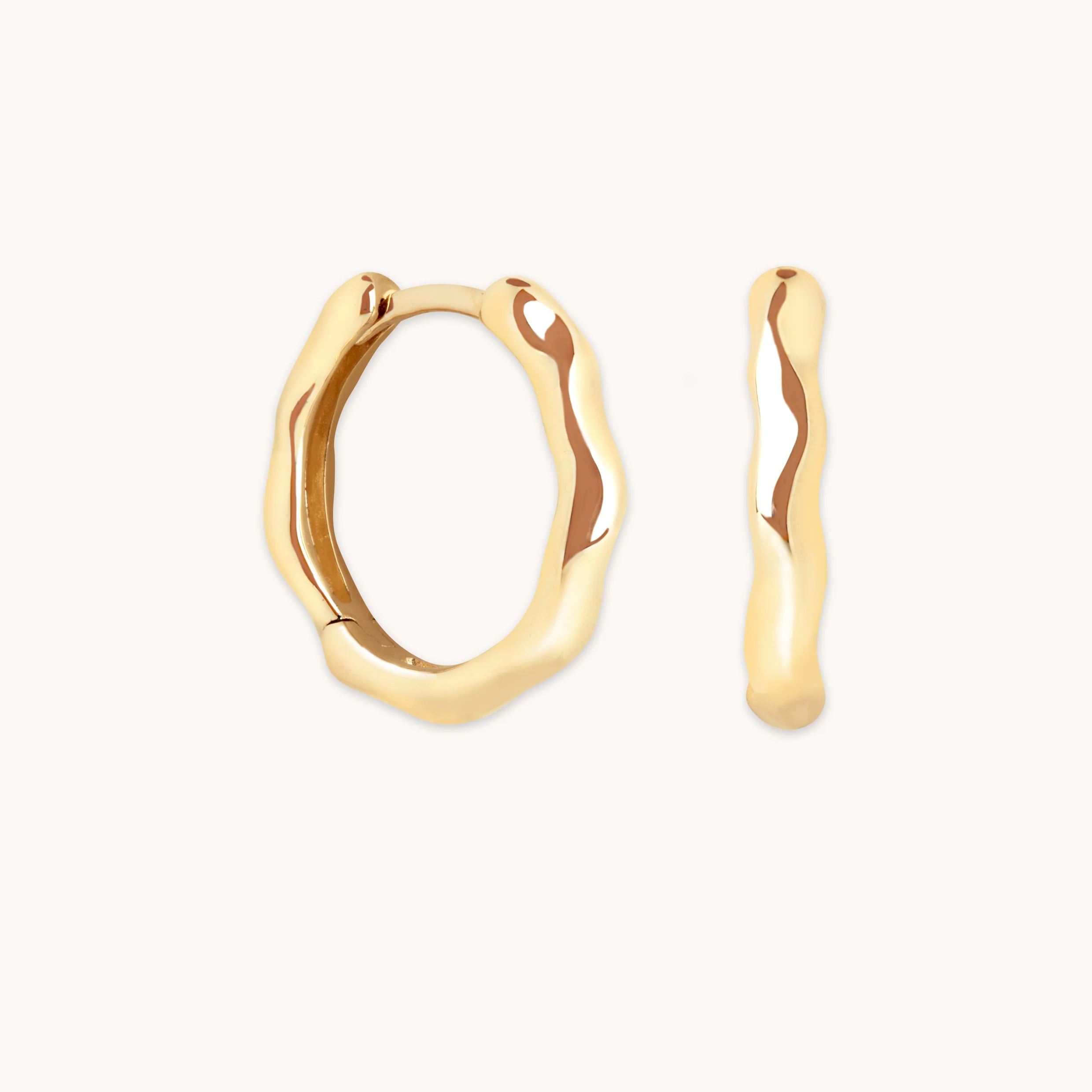 Molten Textured Hoops in Solid Gold