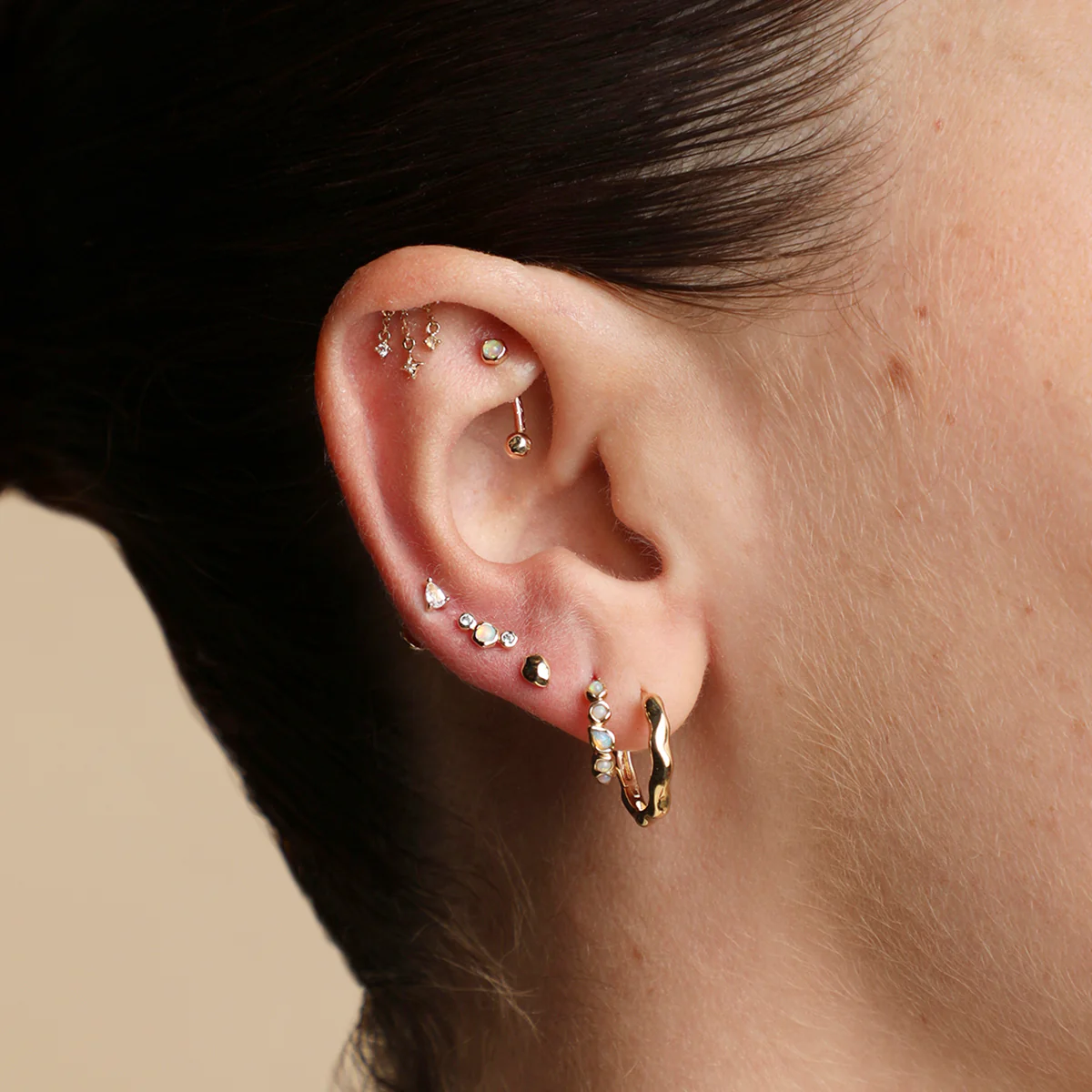 Molten Textured Hoops in Solid Gold - Image 4