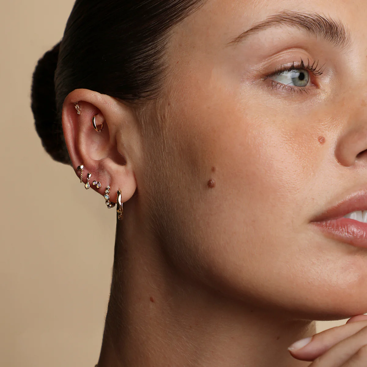 Molten Textured Hoops in Solid Gold - Image 6