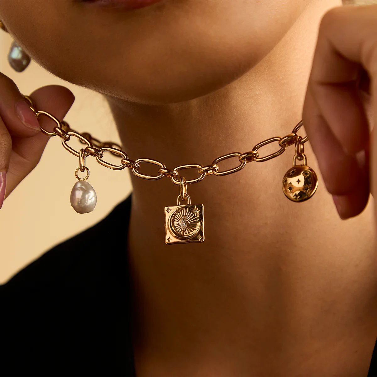 Moon Crystal Clip Charm in Gold - Image 4
