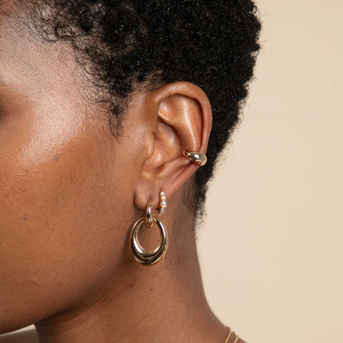 Moonstone Huggies in Gold - Image 3