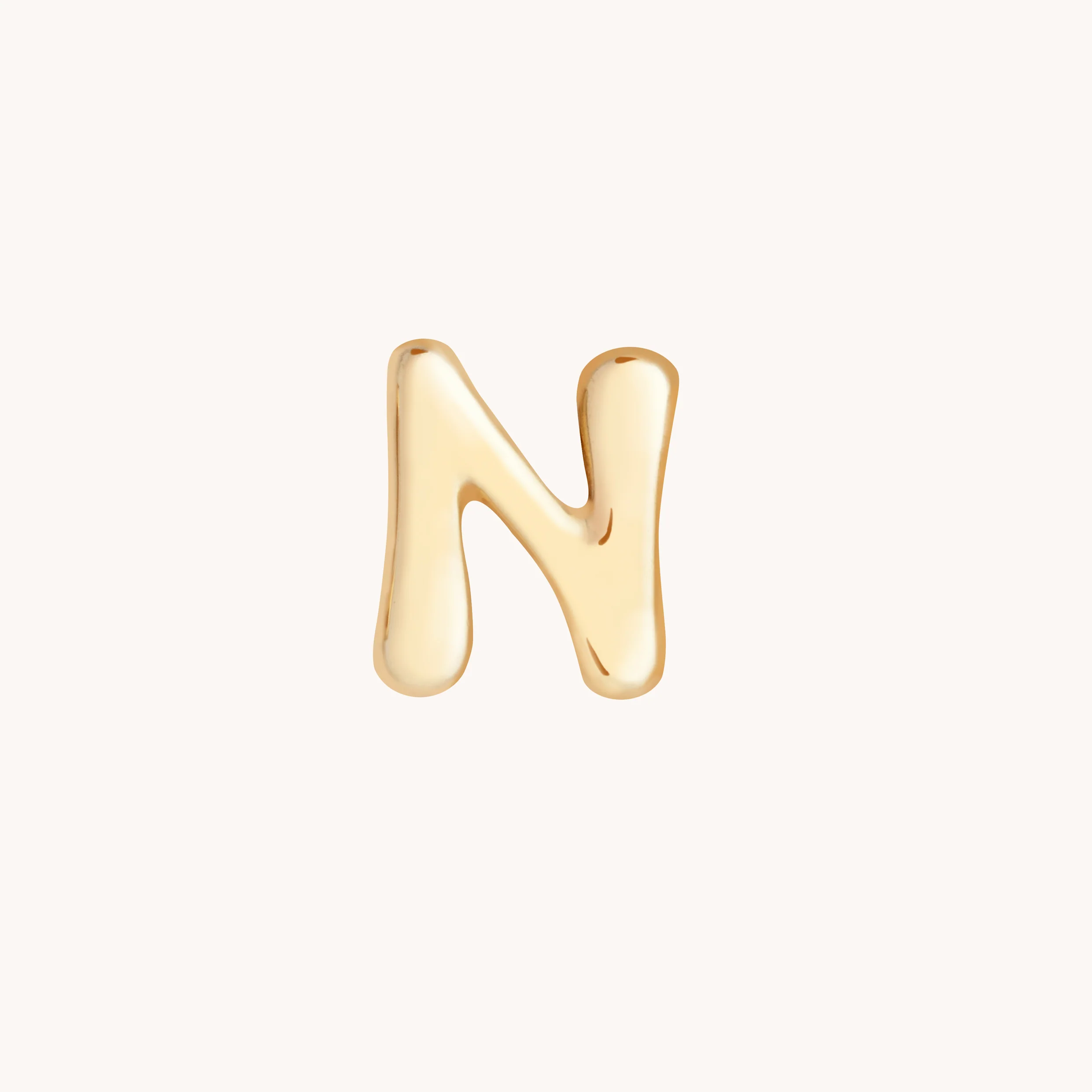 N Initial Click Charm in Solid Gold