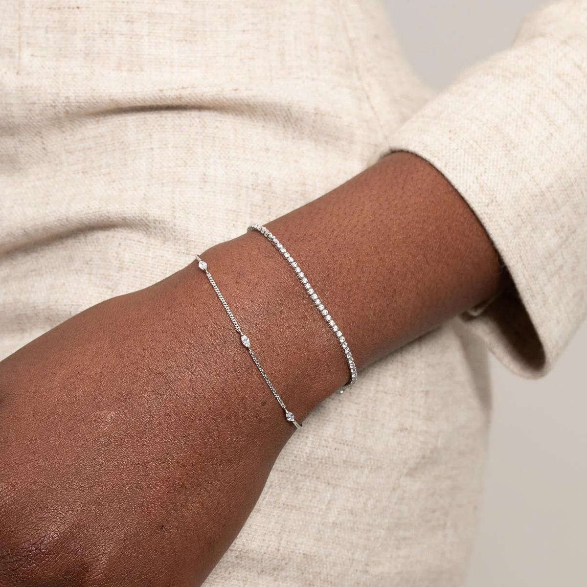 Navette Crystal Bracelet in Silver - Image 4