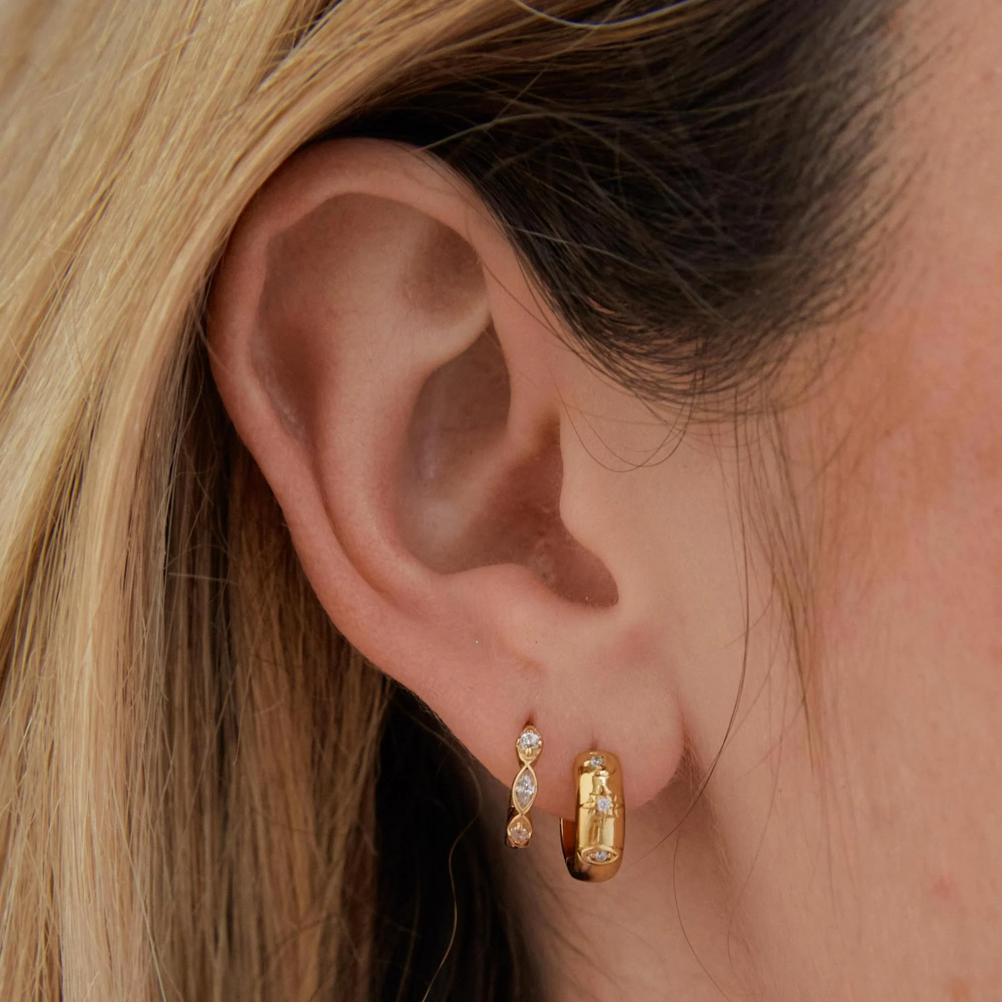 Ethereal Crystal Huggies in Gold - Image 4
