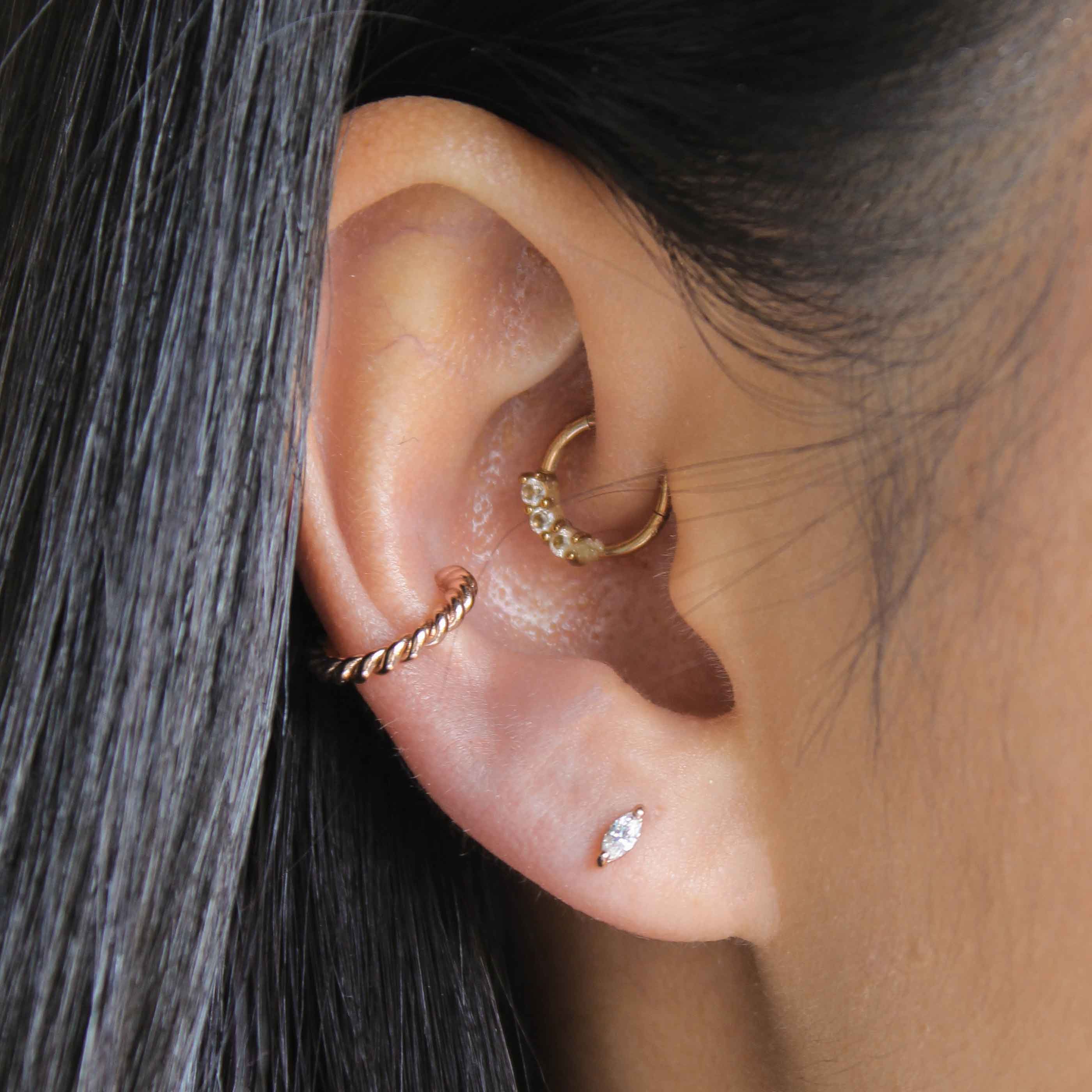 Navette Gem Stud Earrings in Rose Gold - Image 2