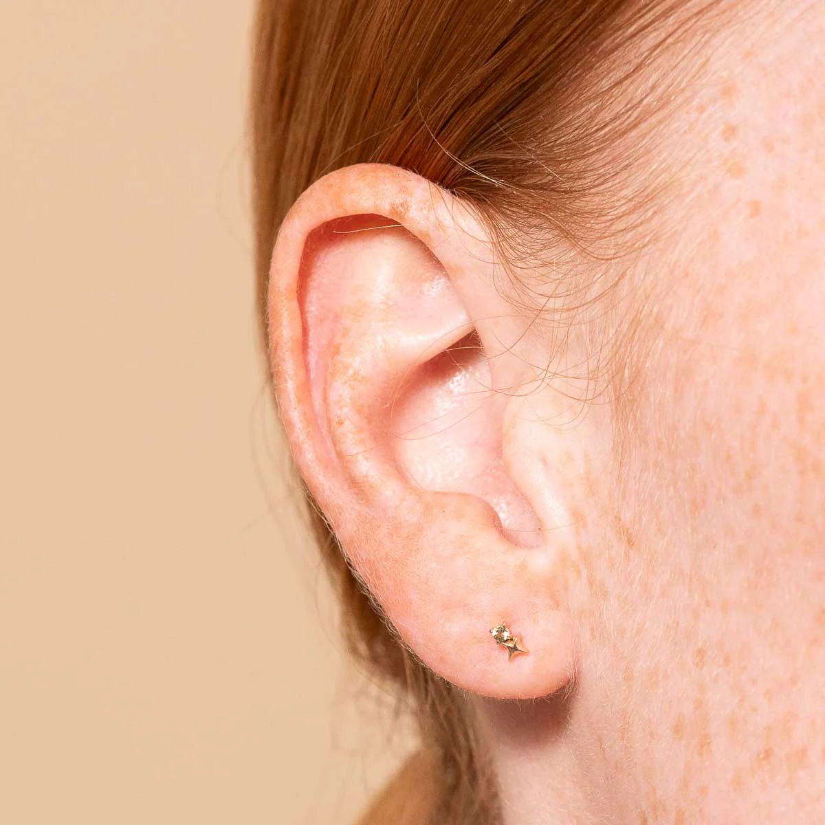 November Citrine Birthstone Earrings in Solid Gold - Image 2