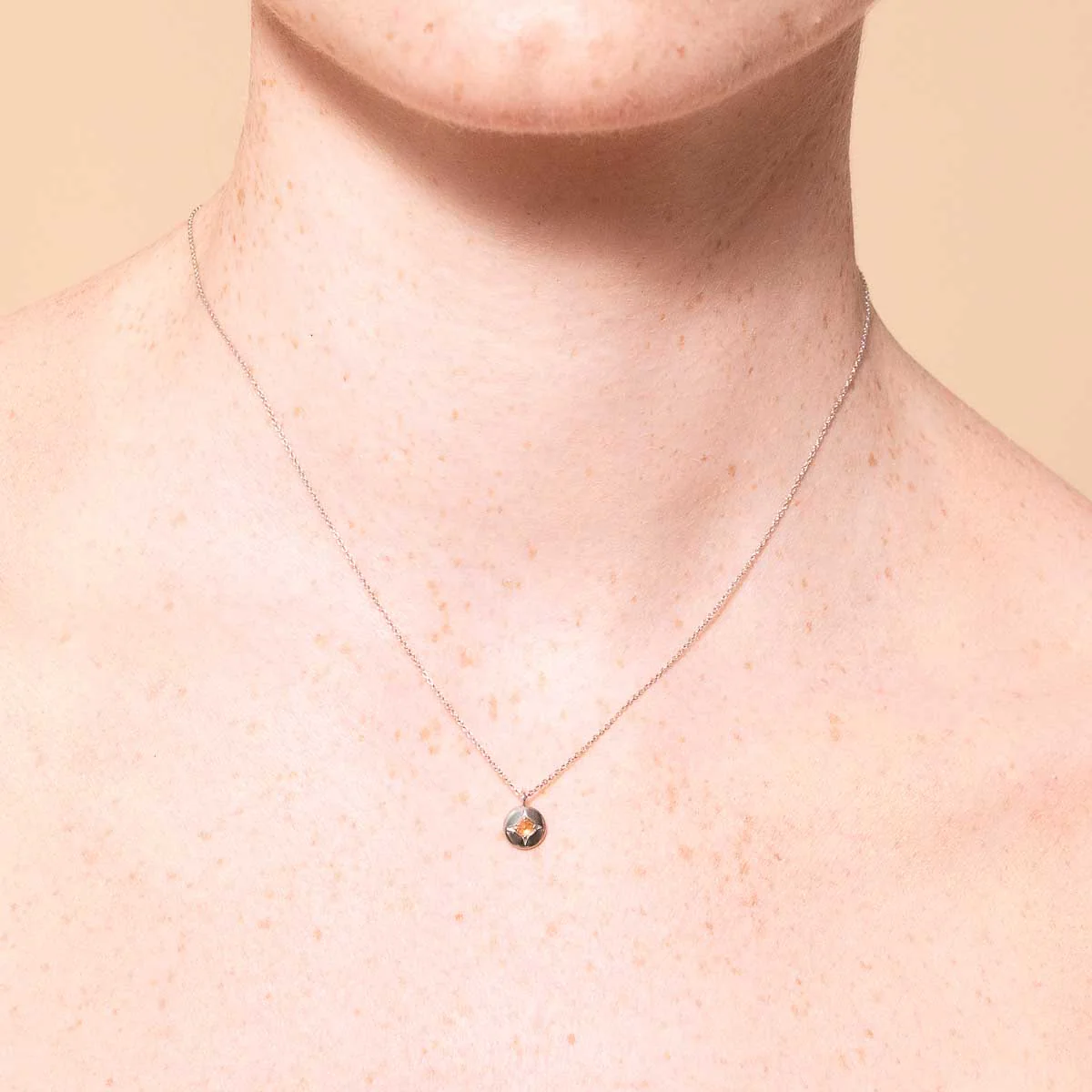 November Citrine Birthstone Necklace in Solid White Gold - Image 2