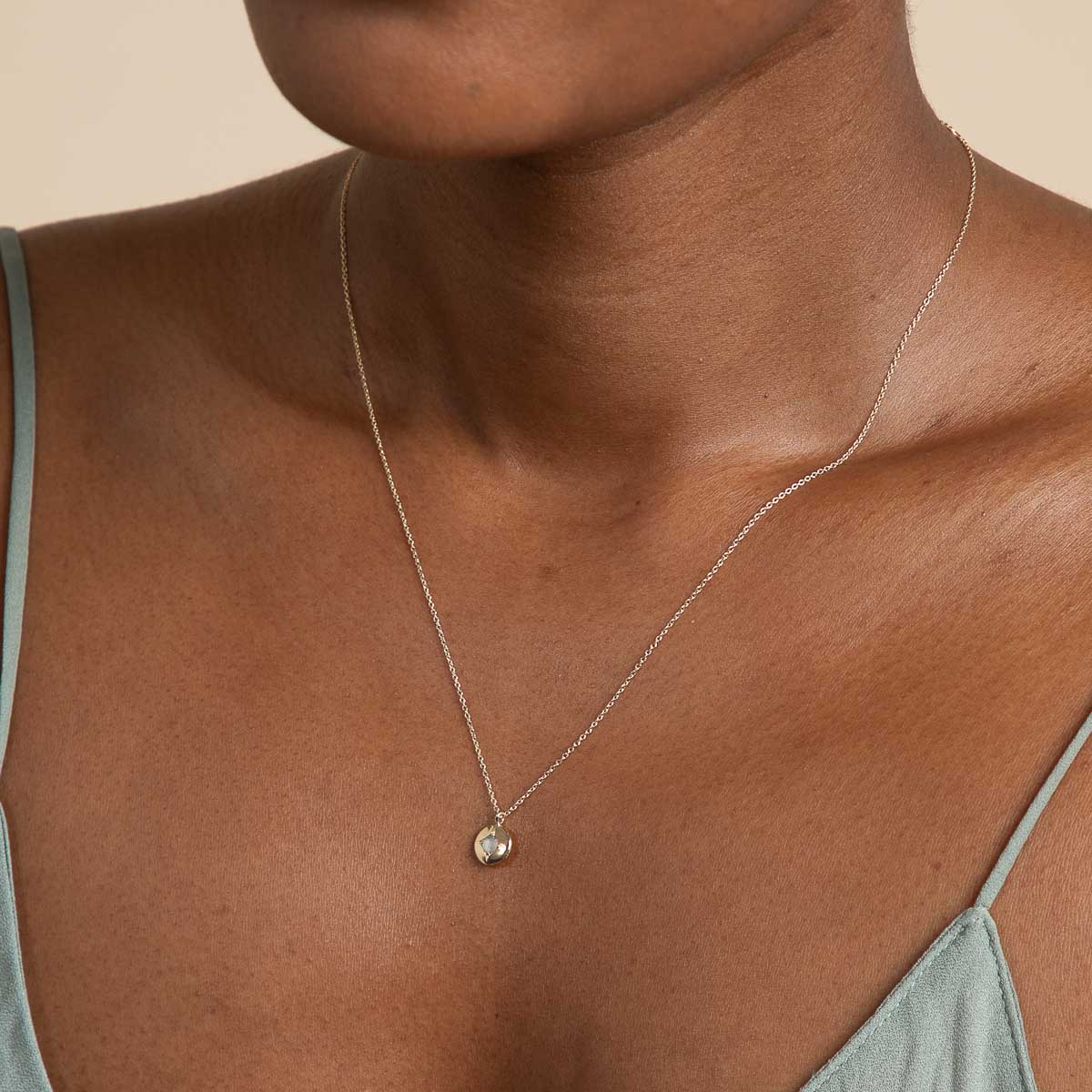 October Opal Birthstone Necklace in Solid Gold - Image 2