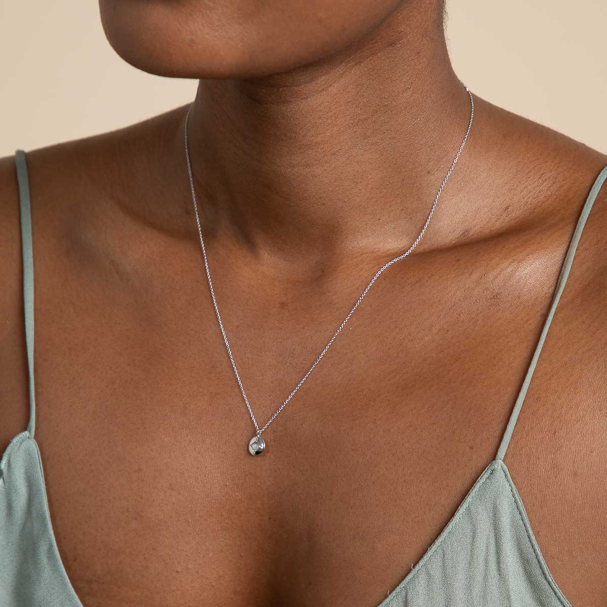 October Opal Birthstone Necklace in Solid White Gold - Image 2