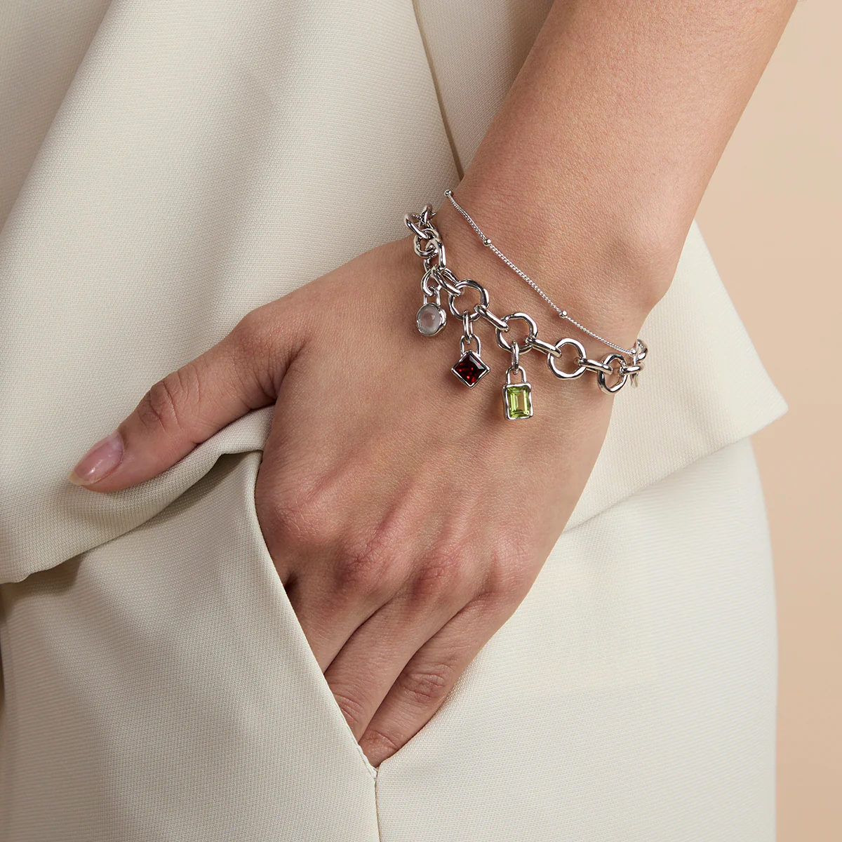 Olivine August Clip Charm in Silver - Image 3