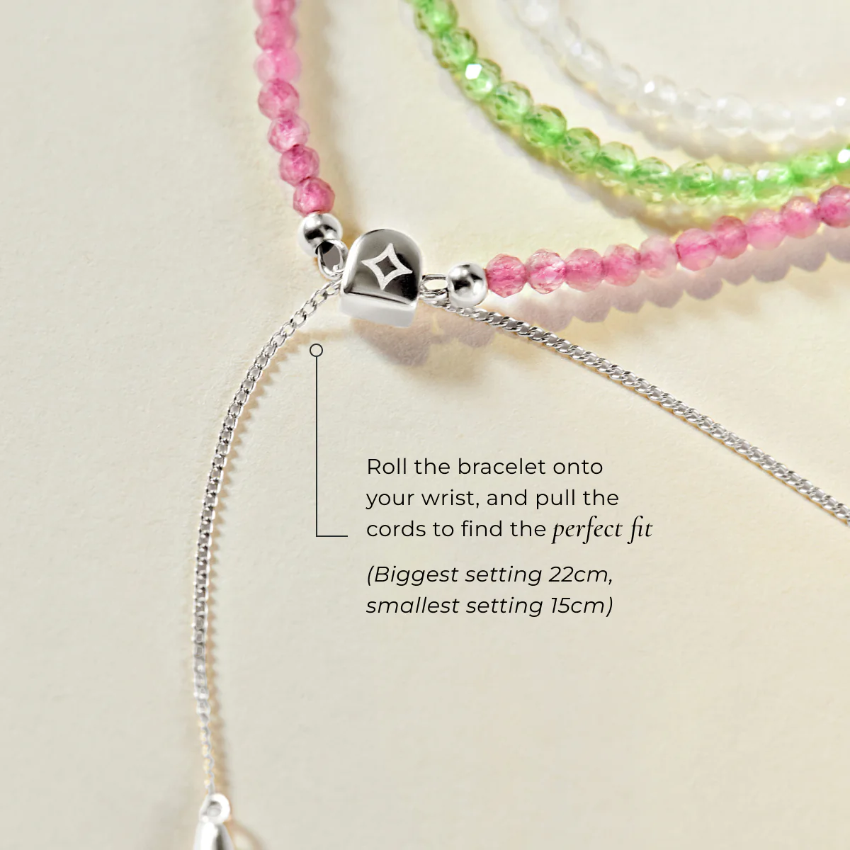 Peridot August Beaded Bracelet in Solid White Gold - Image 3