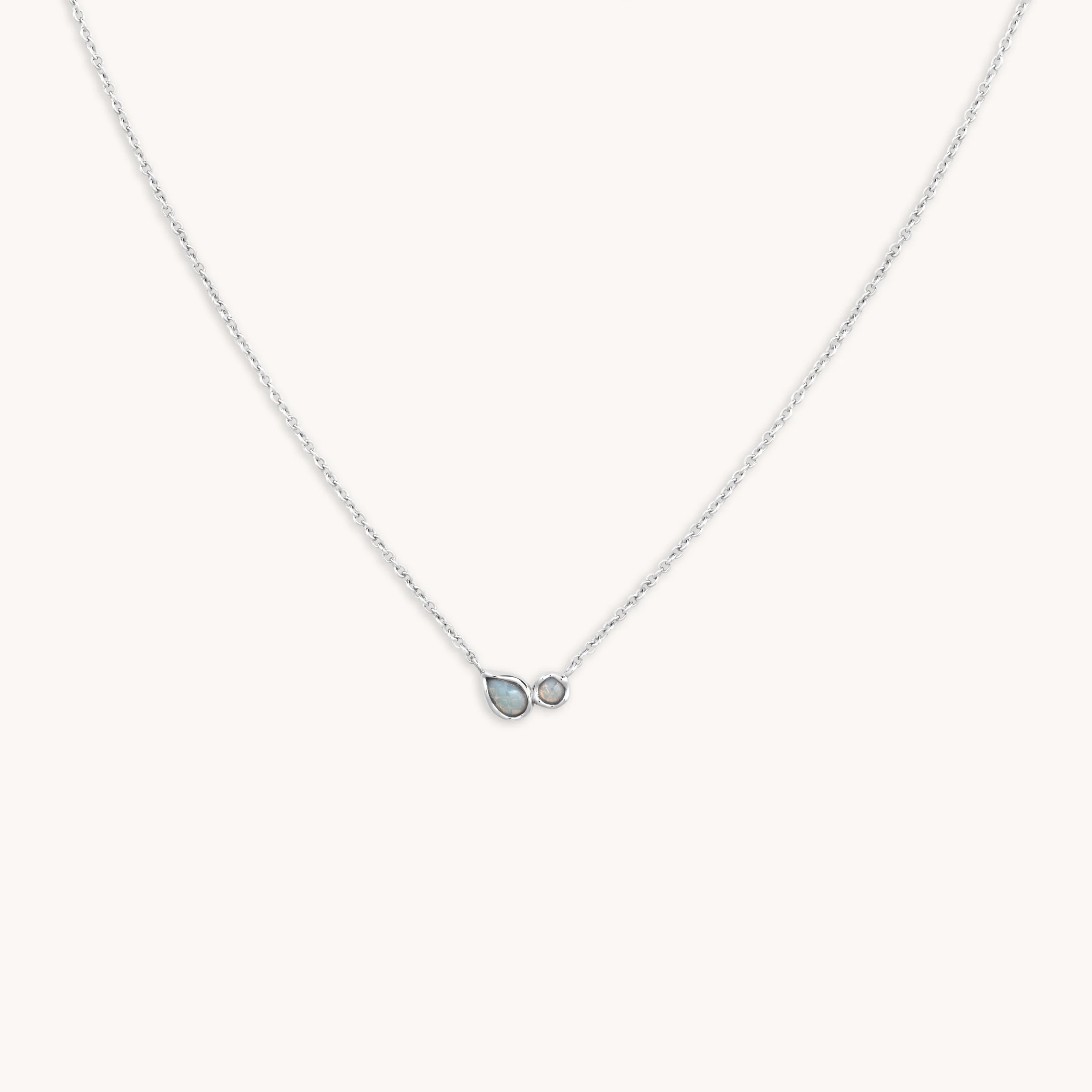 Opal Bezel Pendant Necklace in Silver