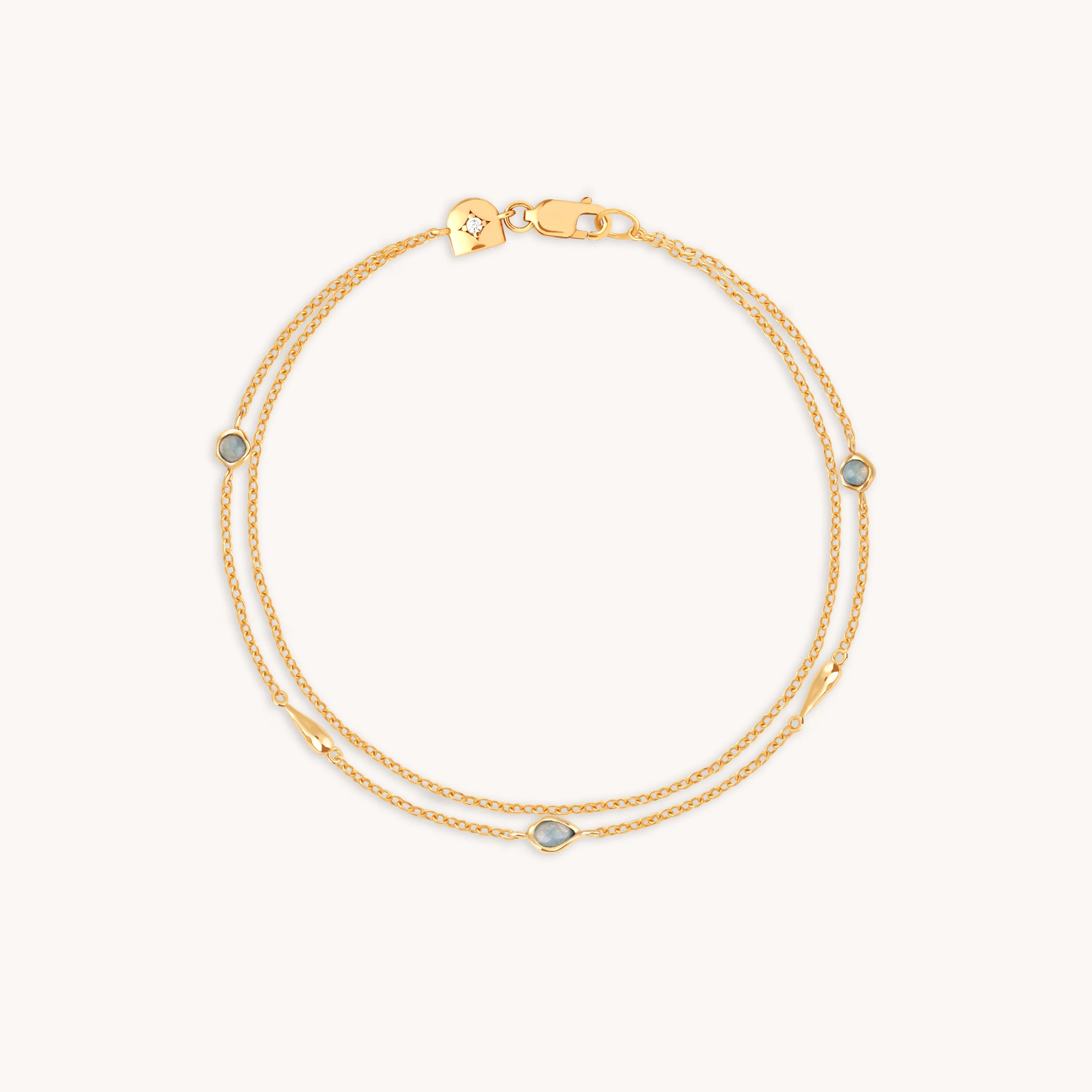 Opal Charm Double Bracelet in Gold