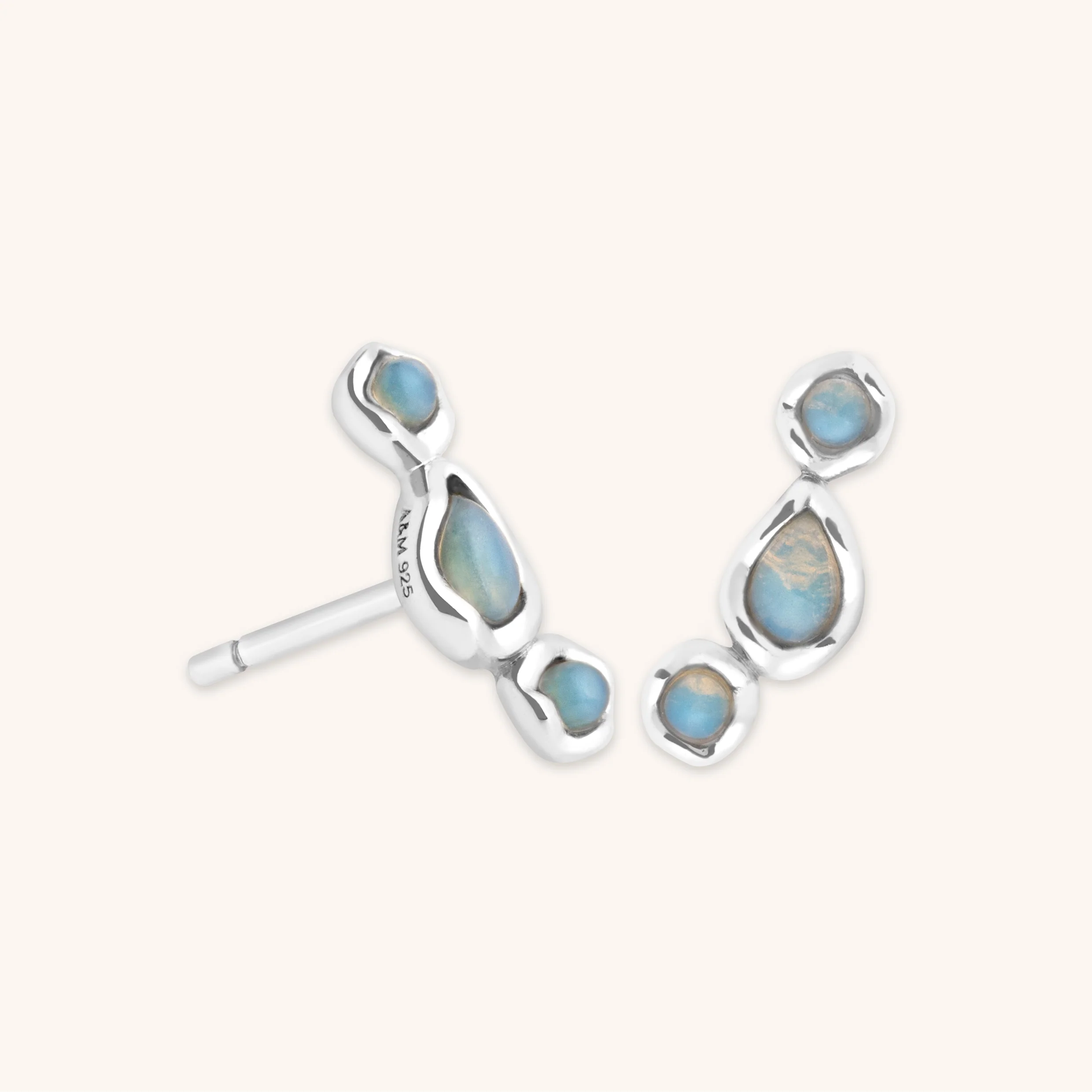 Opal Climber Studs in Silver