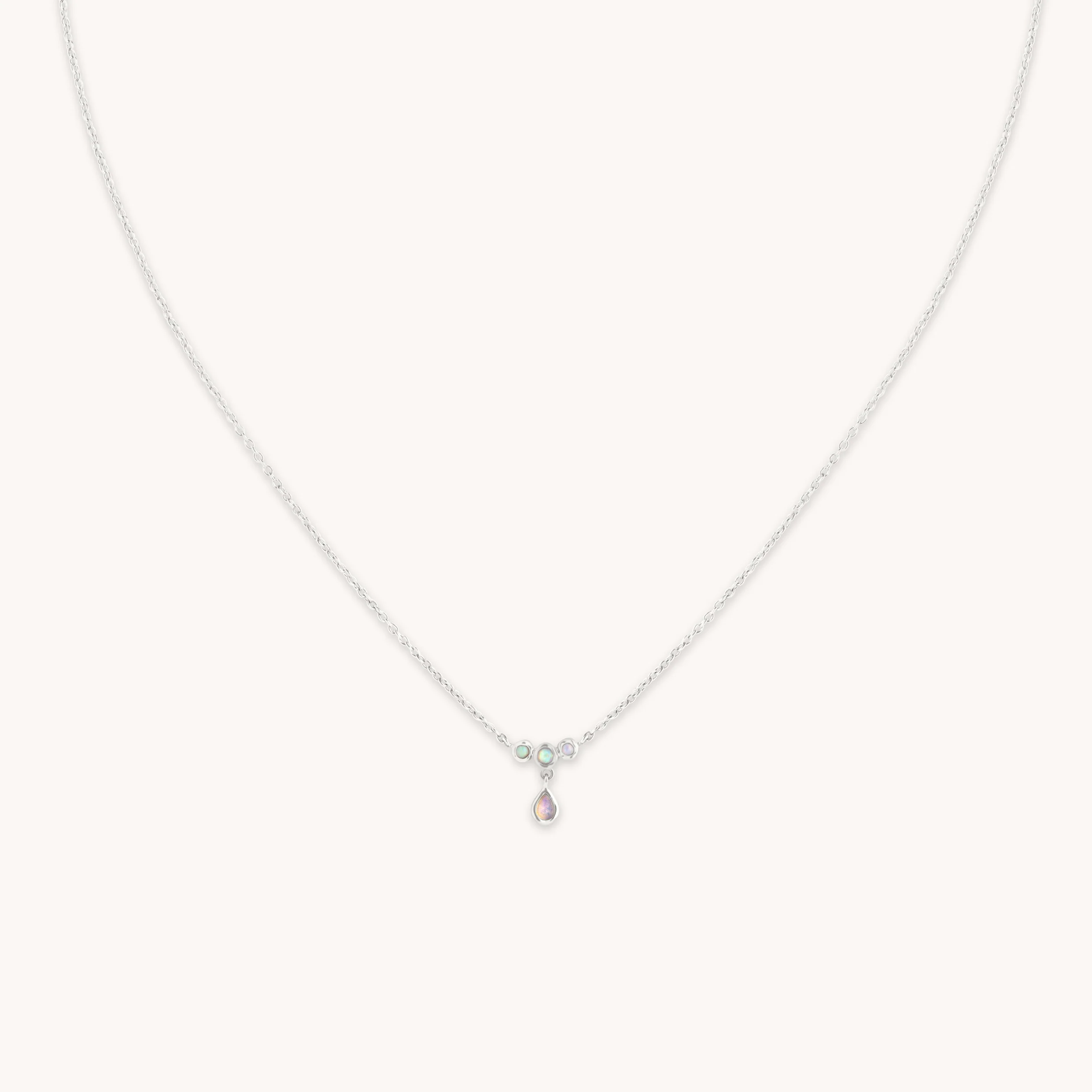 Opal Cluster Pendant in Solid White Gold