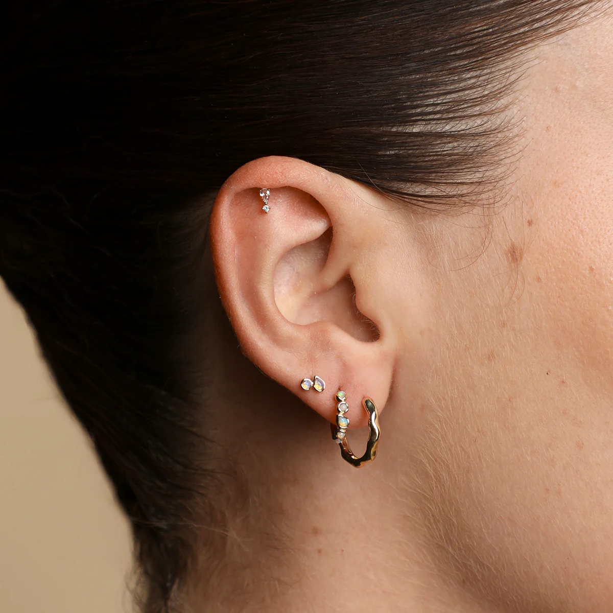 Opal Duo Studs in Solid Gold - Image 3