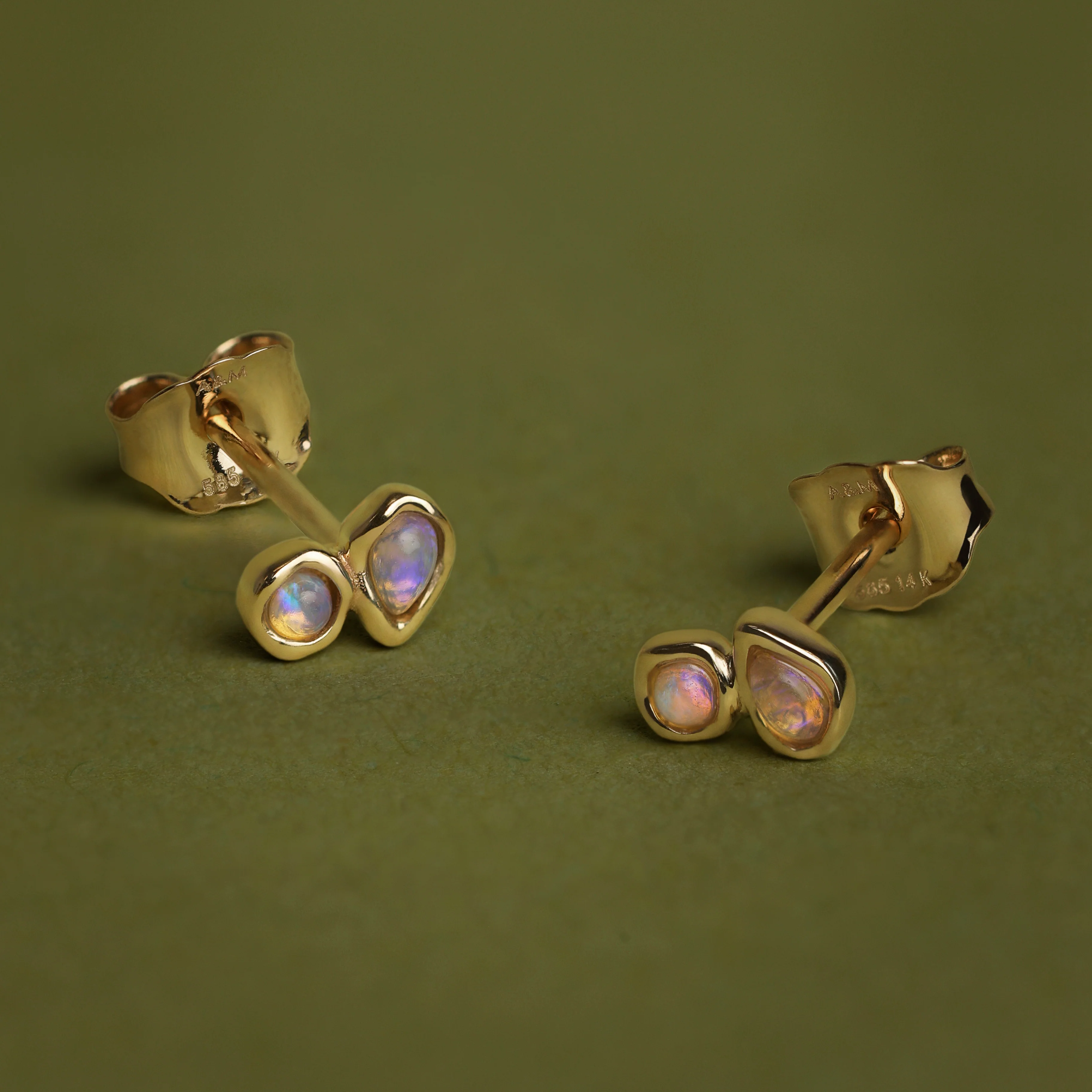 Opal Duo Studs in Solid Gold - Image 7