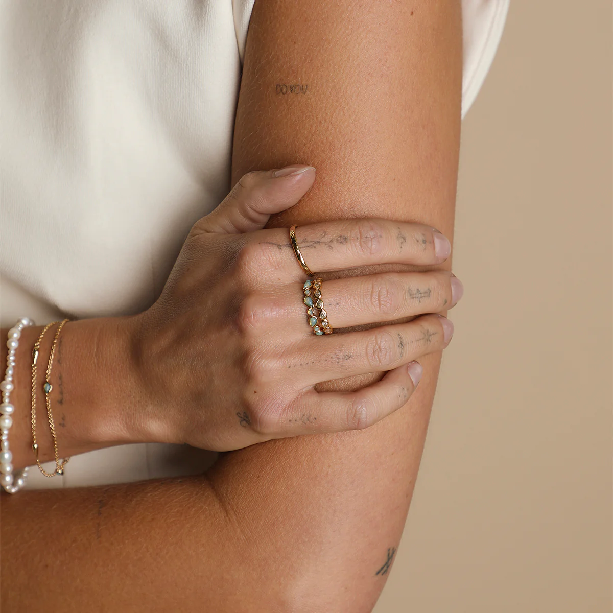 Opal Pear Band Ring in Gold - Image 3