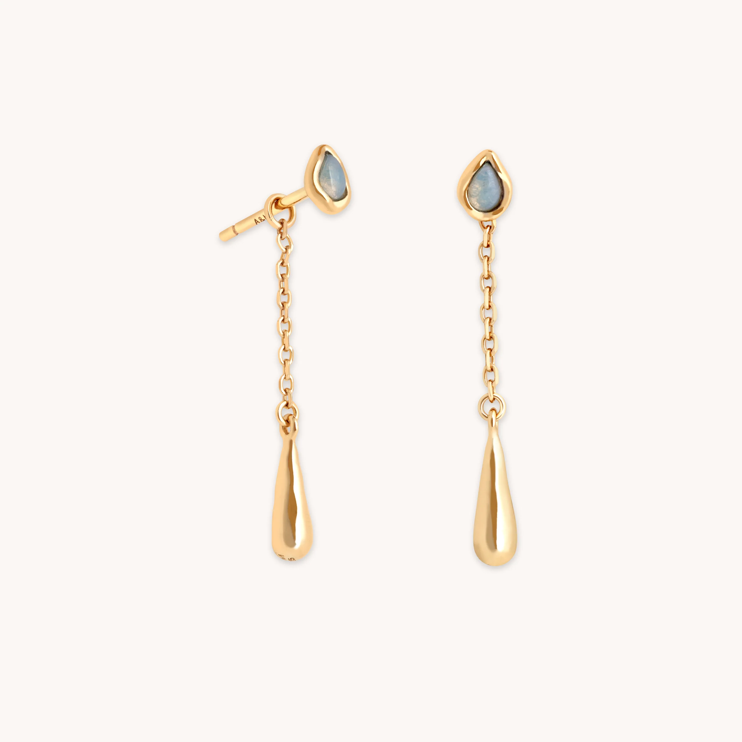 Opal Charm Drop Studs in Gold