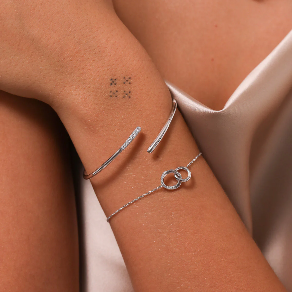 Orbit Crystal Cuff in Silver - Image 4