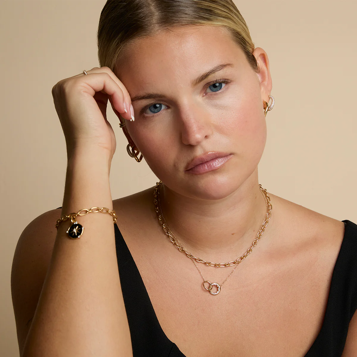 Orbit Crystal Pendant Necklace in Gold - Image 5