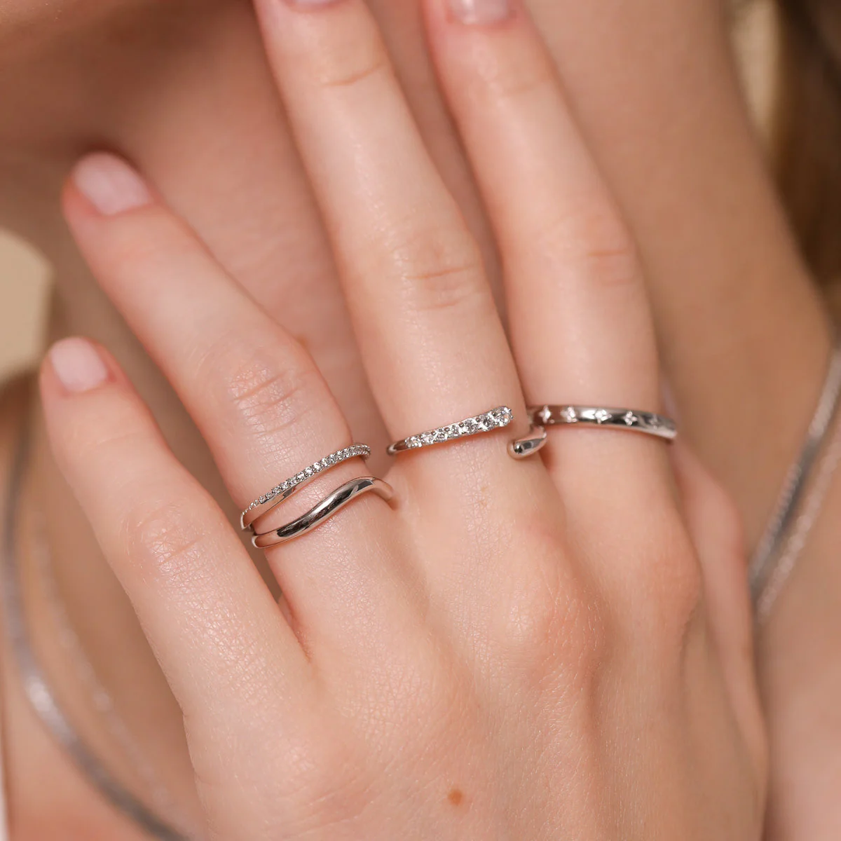 Orbit Crystal Open Ring in Silver - Image 5