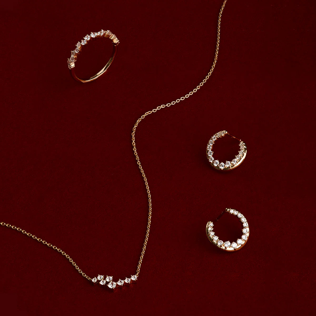 Orbit Pavé Crystal Hoops in Gold - Image 3