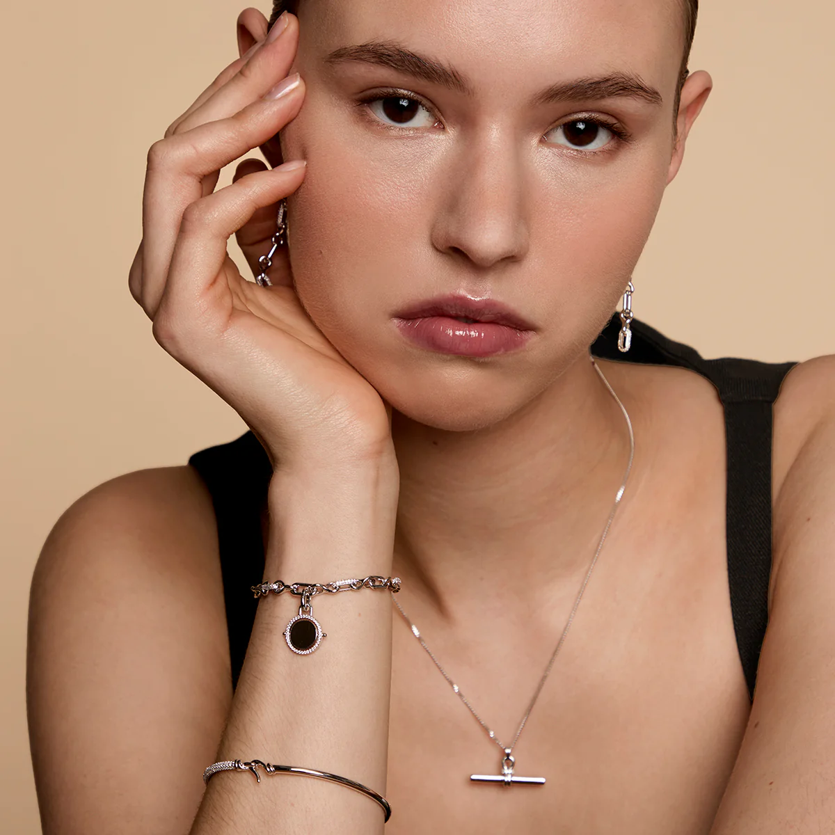 Pavé Chain Link Bracelet in Silver - Image 5