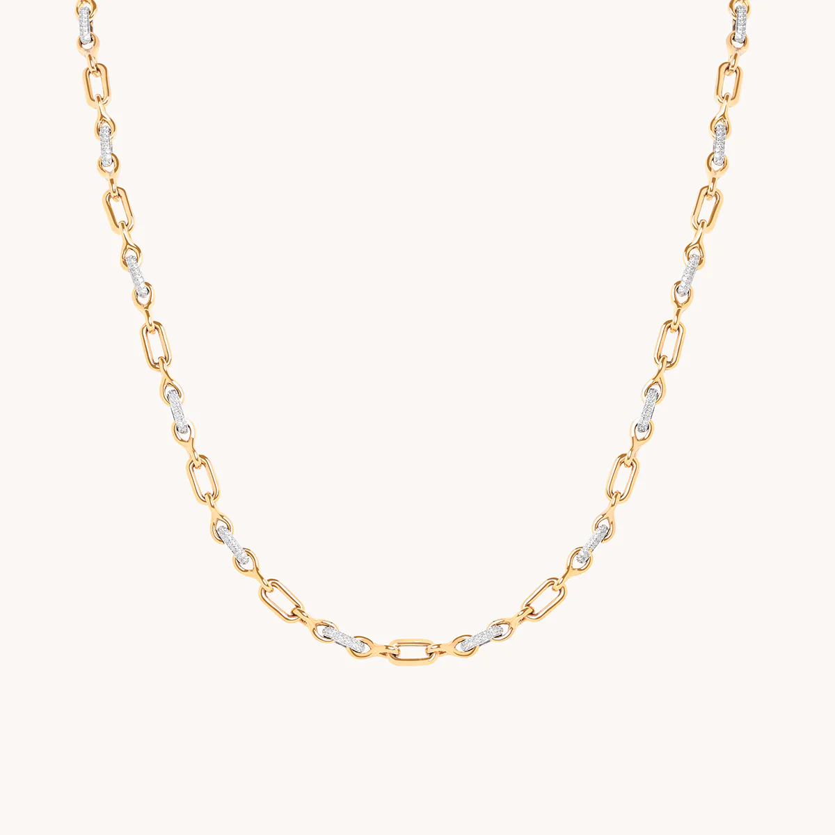 Pavé Chain Link Necklace in Gold