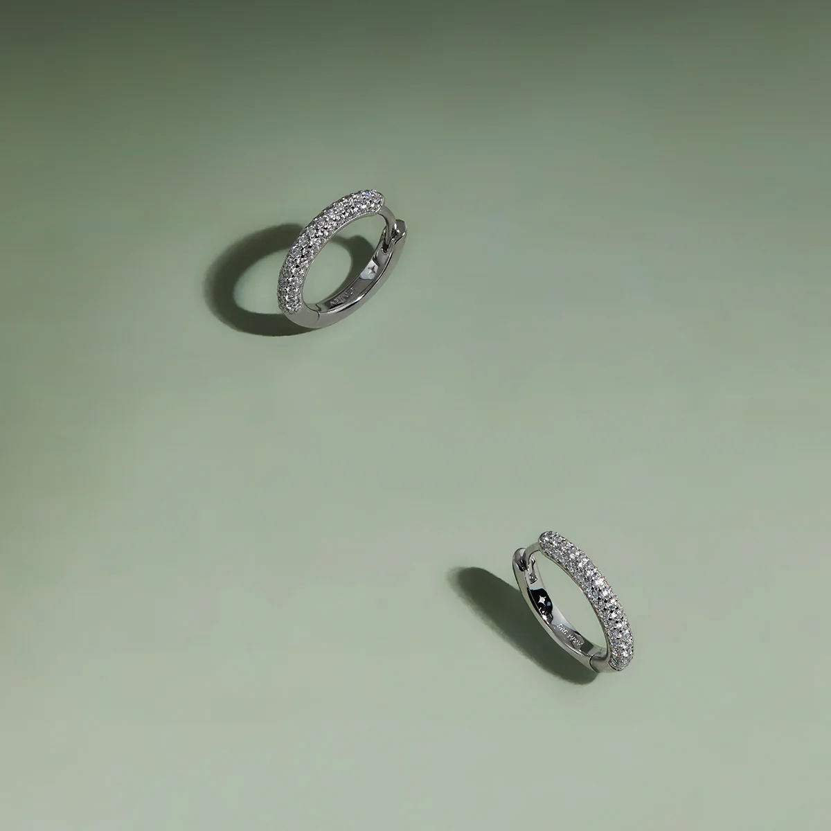 Pavé Essential Small Hoops in Silver - Image 4
